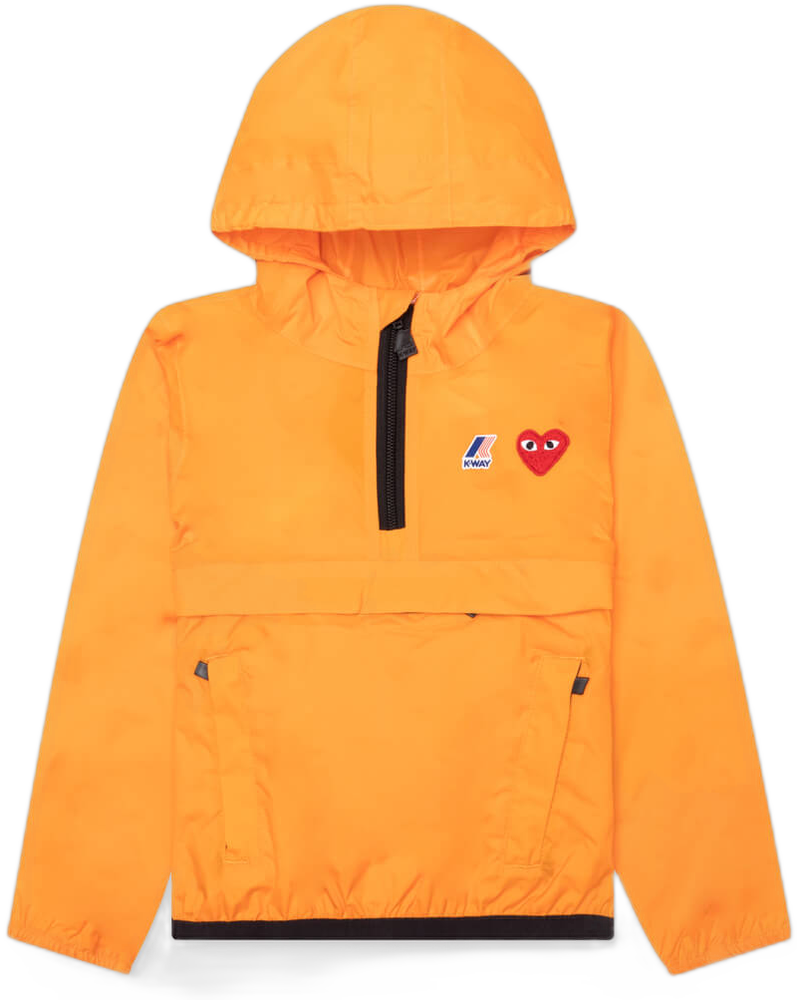 Comme des Garcons Play x K-Way Kids Half Zip Jacket - Orange - COMME DES GARCONS (Background Removed)