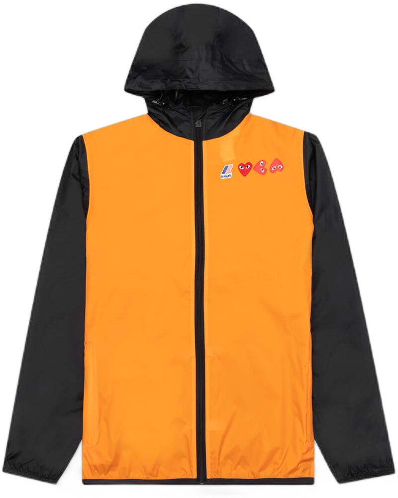 Comme des Garcons Play x K-Way Logos Full Zip Jacket - Orange/Black - COMME DES GARCONS (Background Removed)
