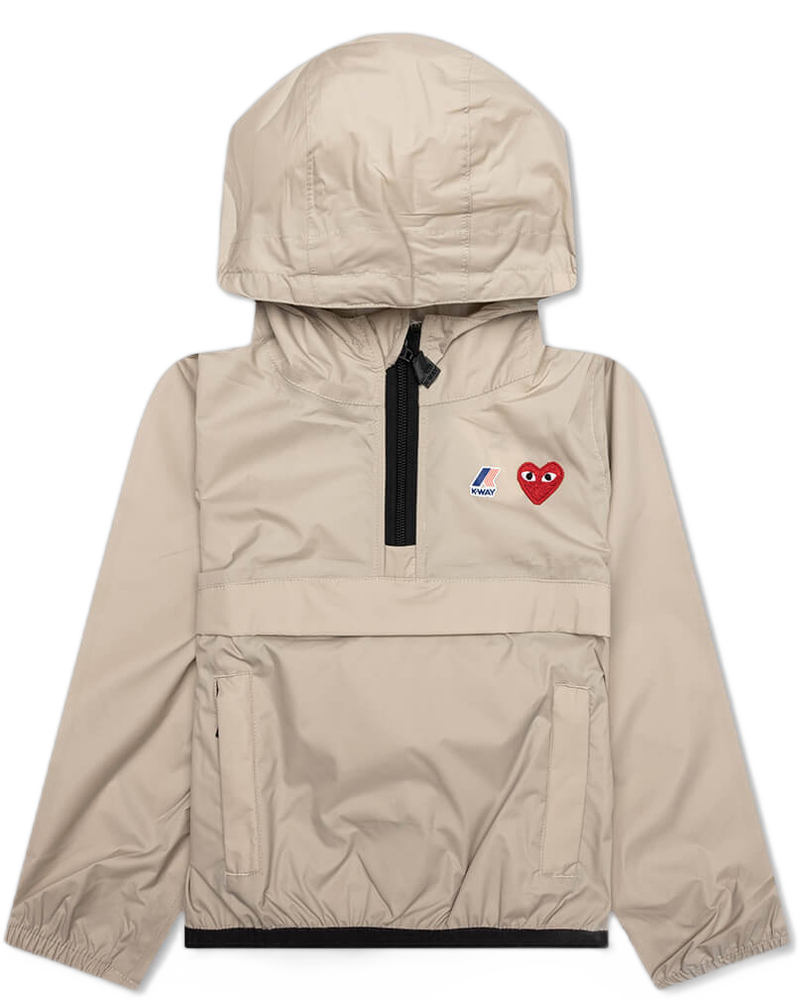 Comme des Garcons Play x K-Way Kids Half Zip Jacket - Beige - COMME DES GARCONS (Background Removed)