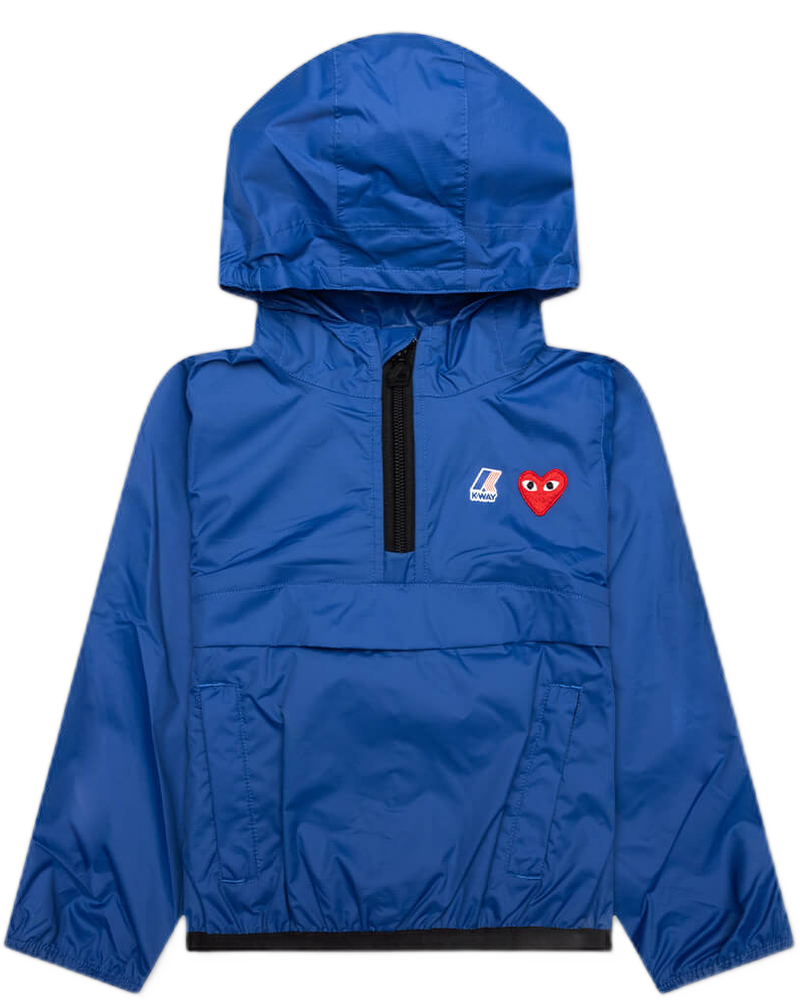 Comme des Garcons Play x K-Way Kids Half Zip Jacket - Blue - COMME DES GARCONS (Background Removed)