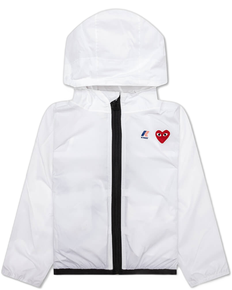 Comme des Garcons Play x K-Way Kids Full Zip Jacket - White - COMME DES GARCONS (Background Removed)