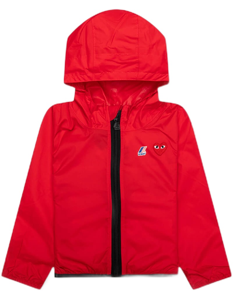 Comme des Garcons Play x K-Way Kids Full Zip Jacket - Red - COMME DES GARCONS (Background Removed)