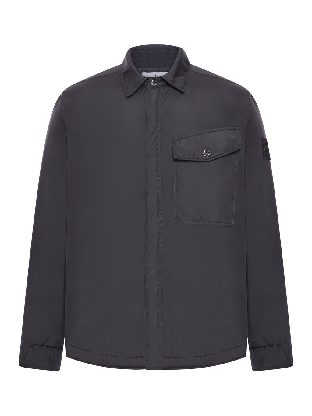 Technical Fabric Overshirt With Stone Island Badge Stone island оригінал – Купити в Україні – боковий вид