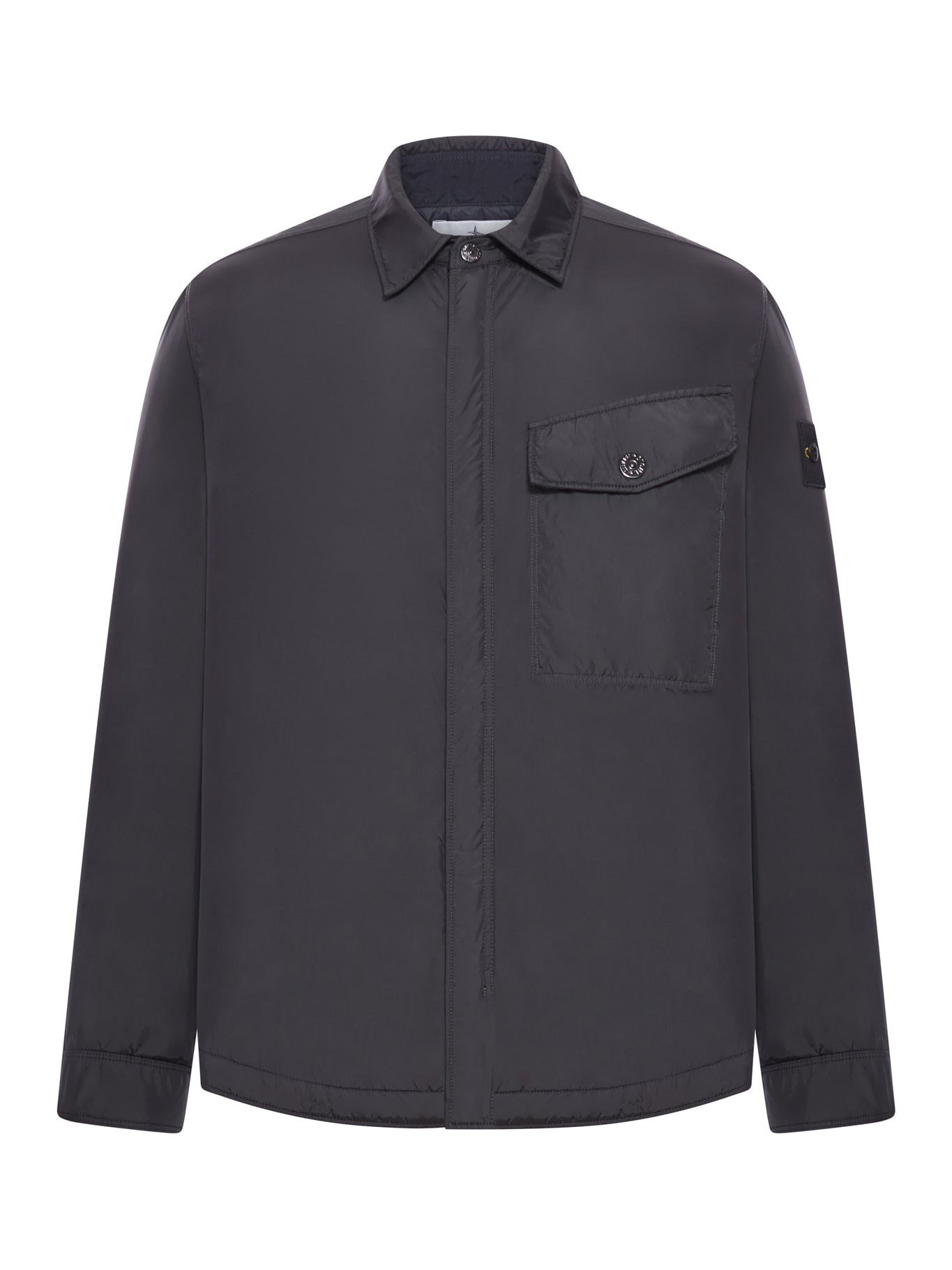 Technical Fabric Overshirt With Stone Island Badge Stone island оригінал – Купити в Україні – боковий вид