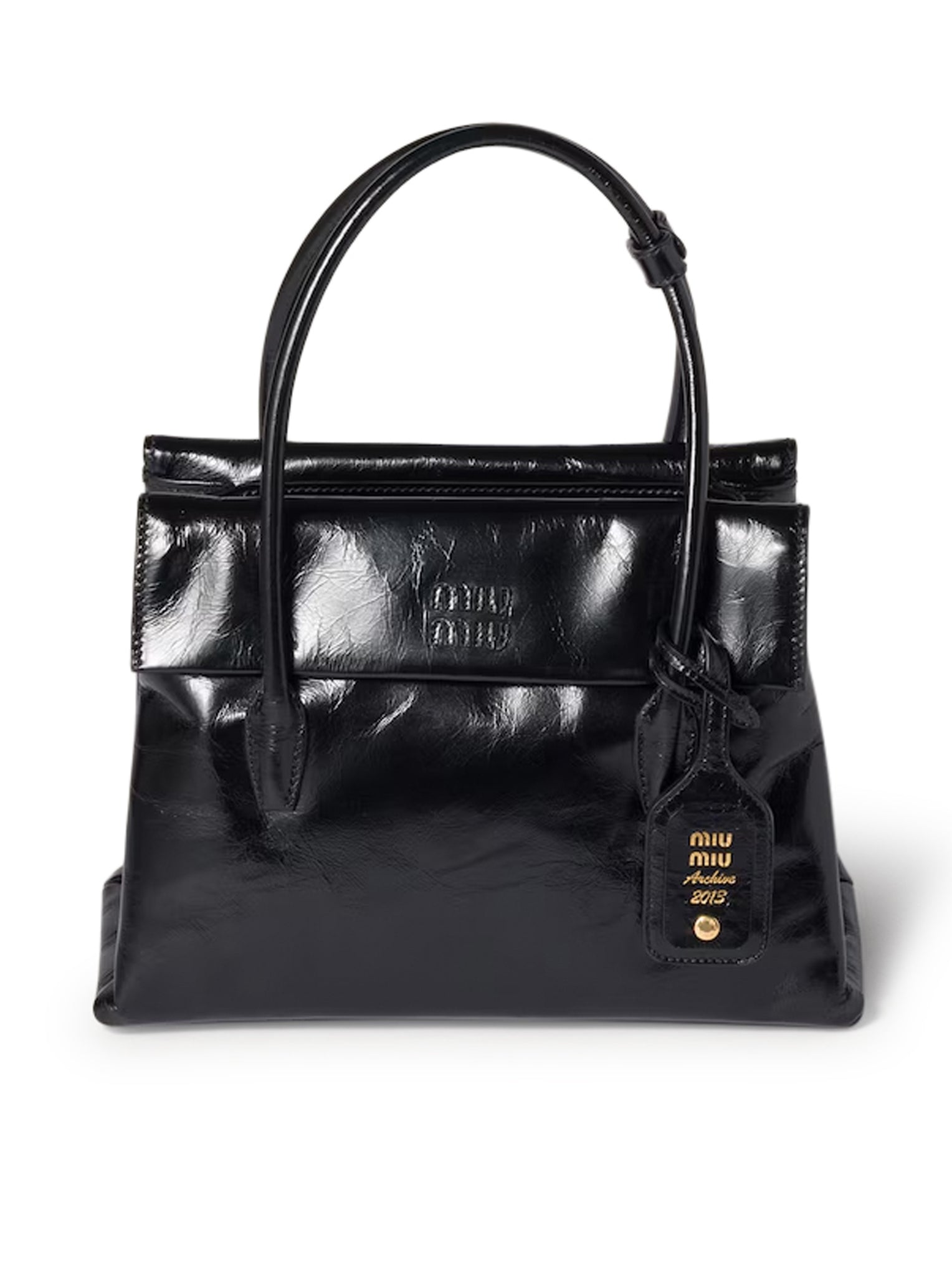Оригінальна Solitaire Bag In Shiny Leather Miu miu – боковий вид
