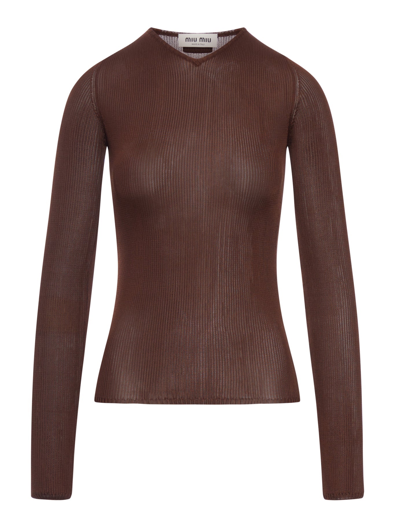 Оригінальна Silk V-Neck Sweater Miu miu – боковий вид