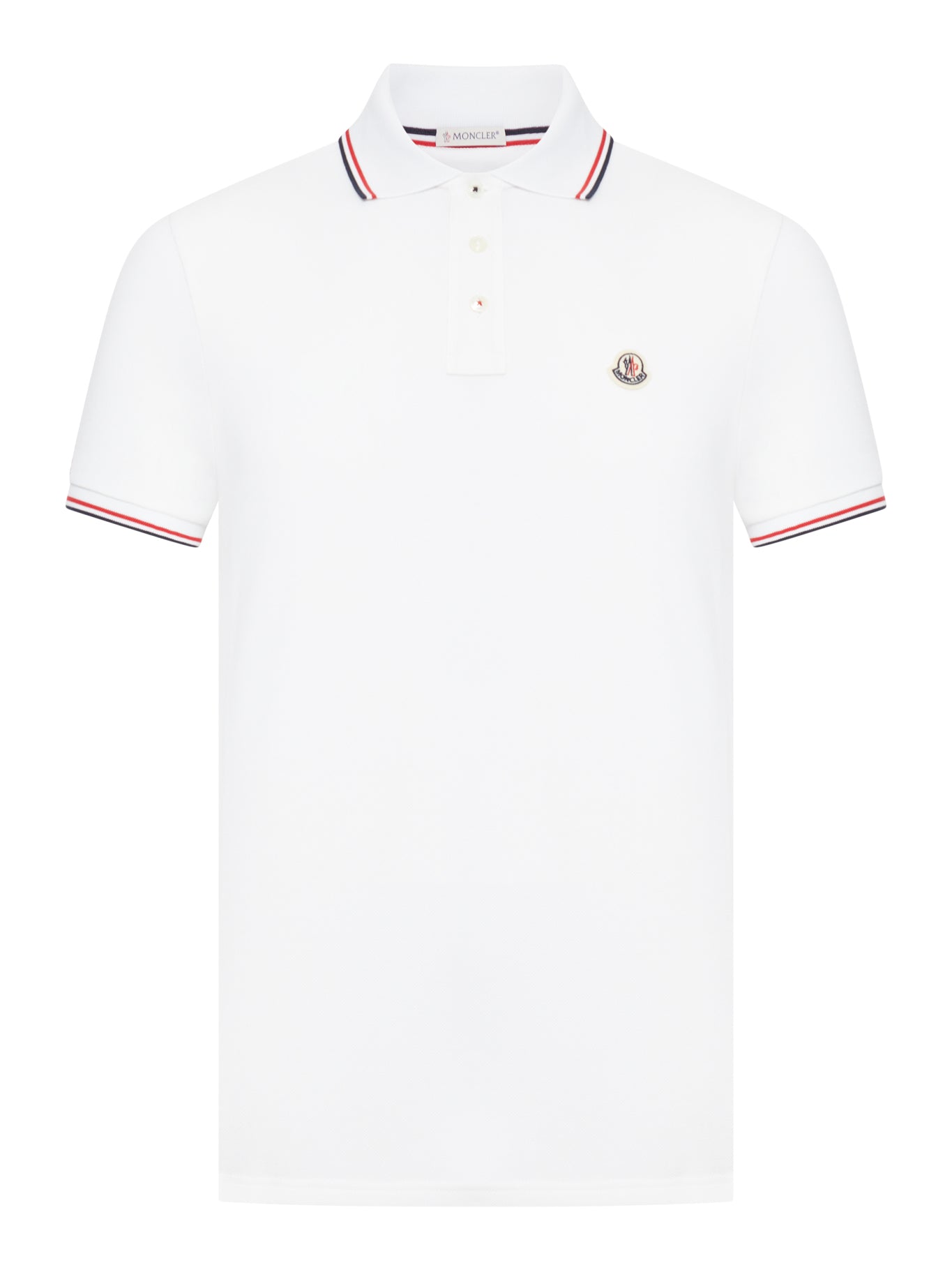 Оригінальна Cotton Piquet Polo Shirt With Tricolour Finishes Moncler – боковий вид