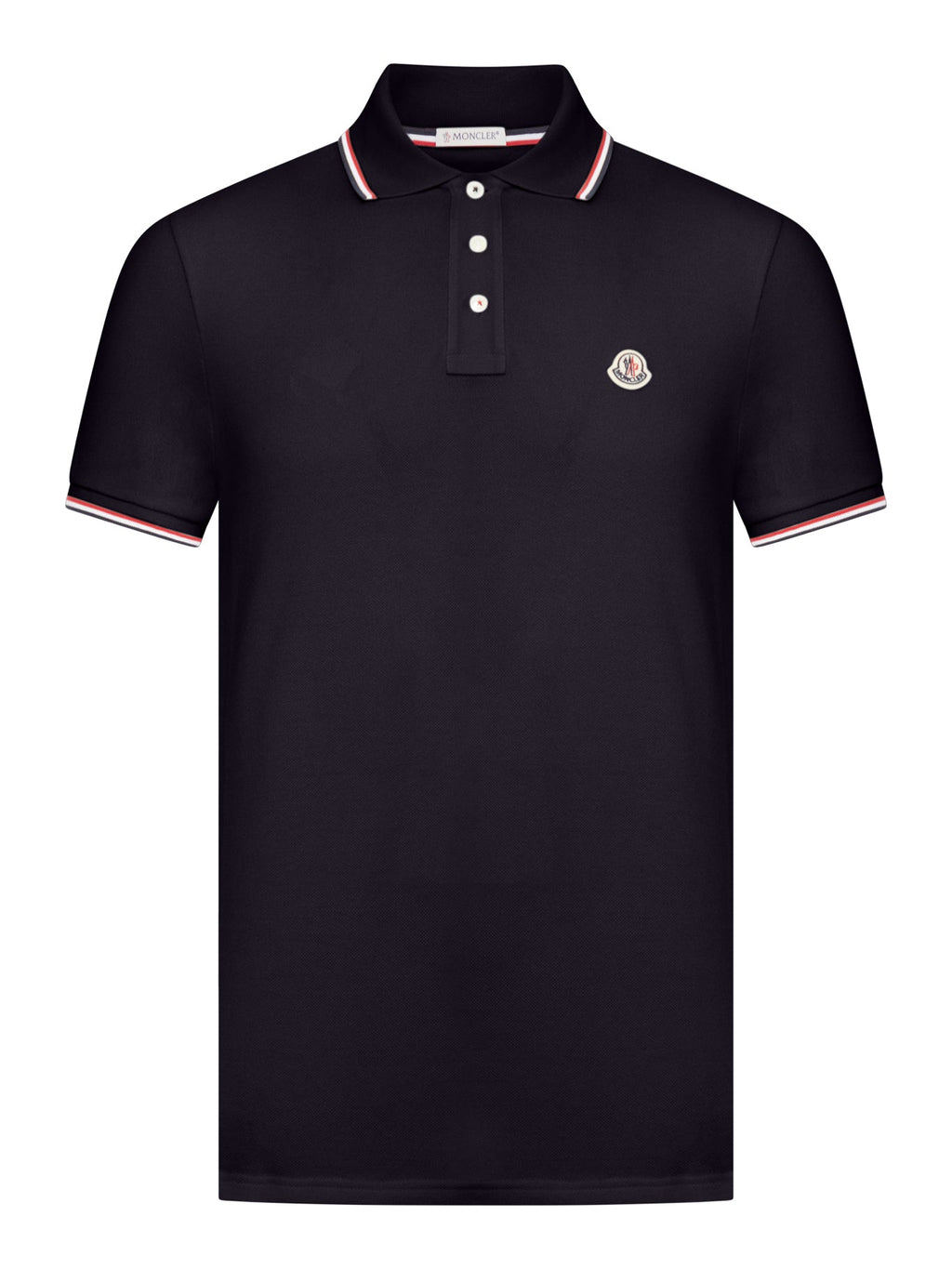 Оригінальна Cotton Piquet Polo Shirt With Tricolour Finishes Moncler – боковий вид