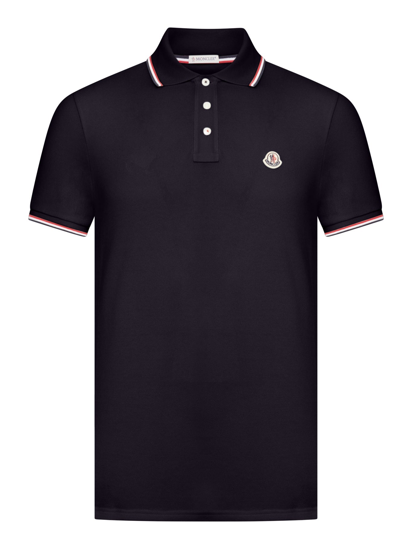 Оригінальна Cotton Piquet Polo Shirt With Tricolour Finishes Moncler – боковий вид