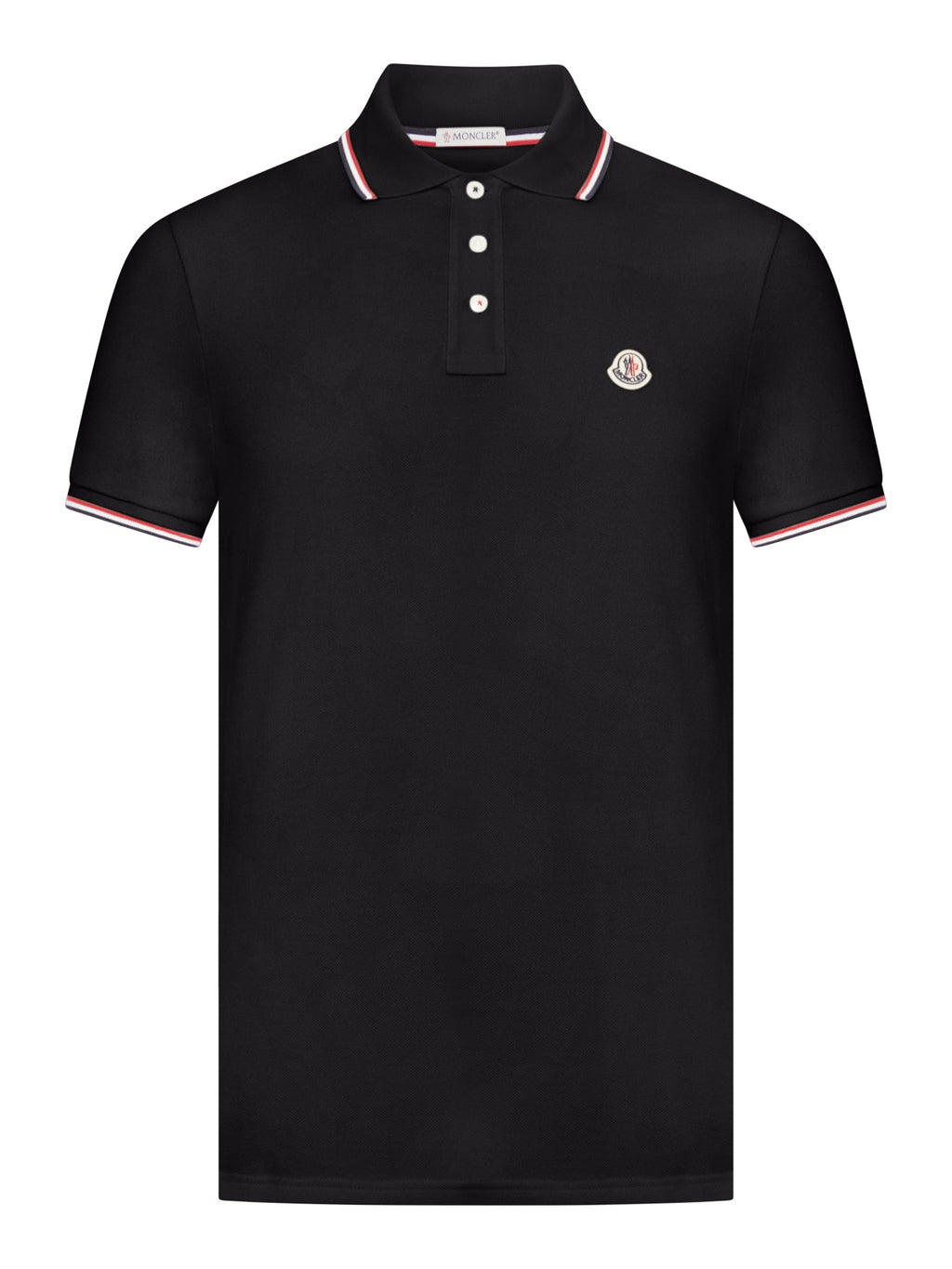 Оригінальна Cotton Piquet Polo Shirt With Tricolour Finishes Moncler – боковий вид