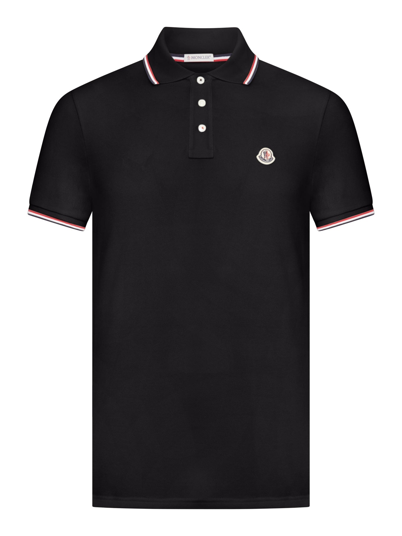 Оригінальна Cotton Piquet Polo Shirt With Tricolour Finishes Moncler – боковий вид