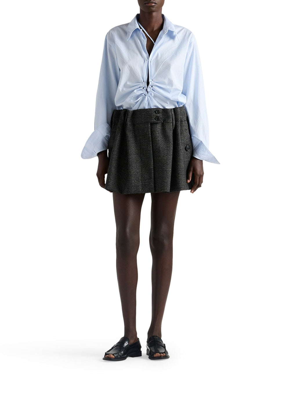 Оригінальна Vichy Pattern Mouliné Wool Mini Skirt Prada – вид ззаду