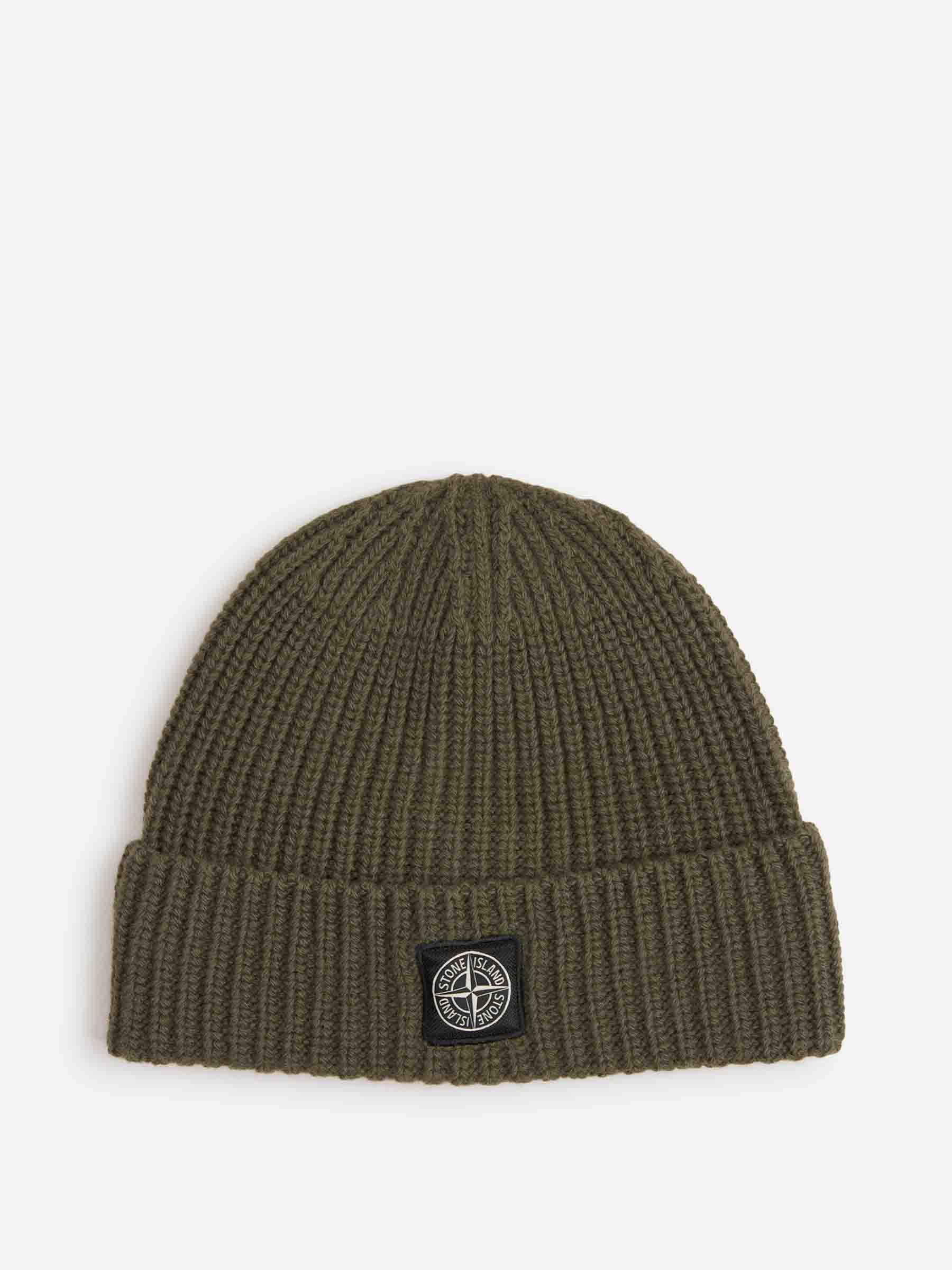 Wool Logo Beanie Stone island – Гарантія оригінальності – боковий вид - STONE ISLAND