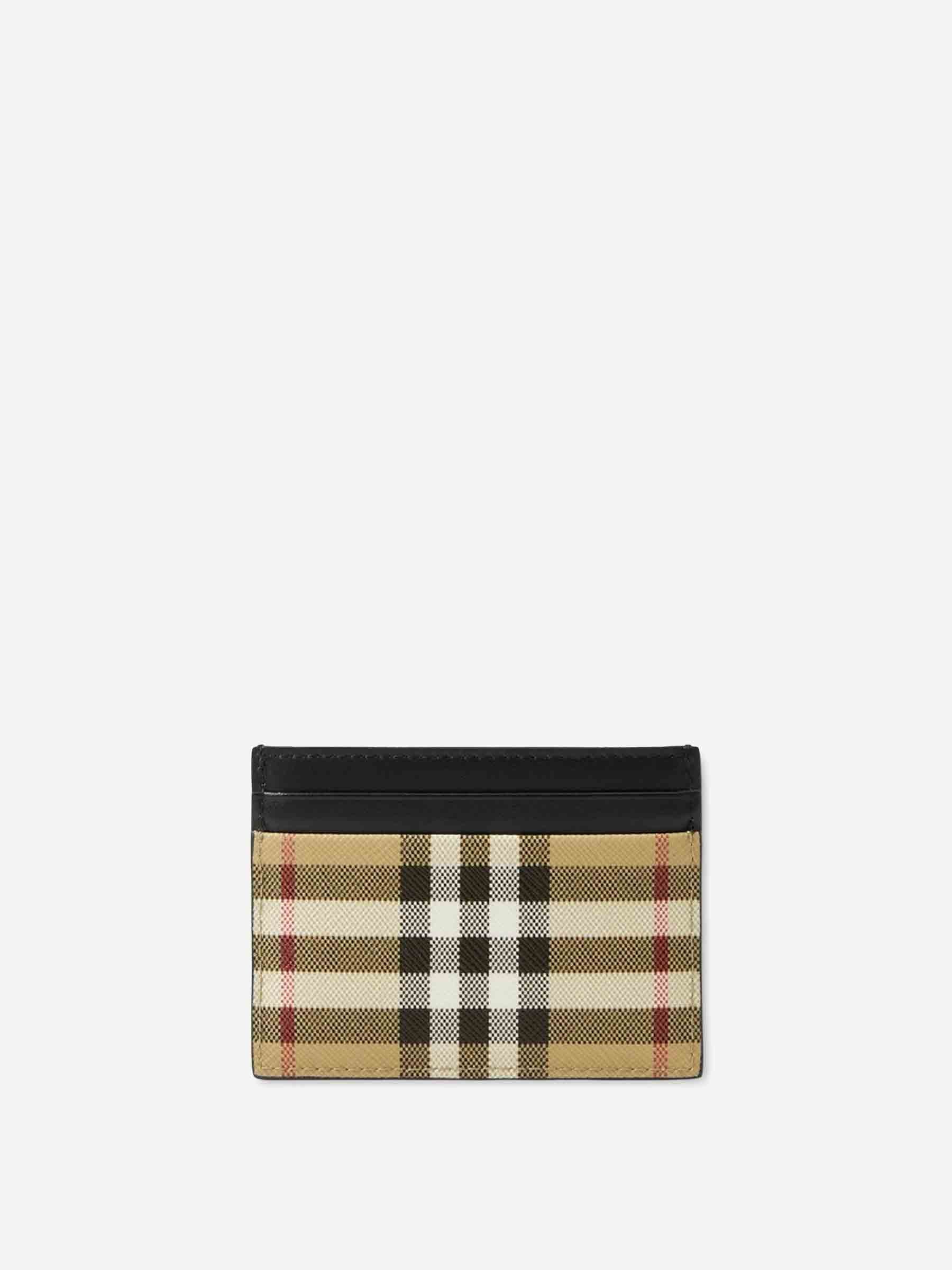 Оригінальна Check Leather Card Holder Burberry – боковий вид