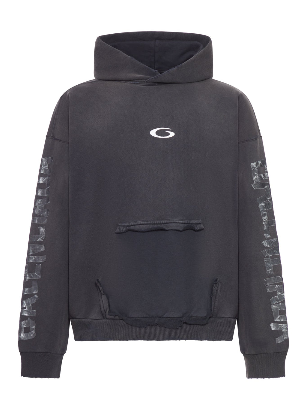 Оригінальна Transparent Tape Hoodie With Torn Pocket Balenciaga – боковий вид