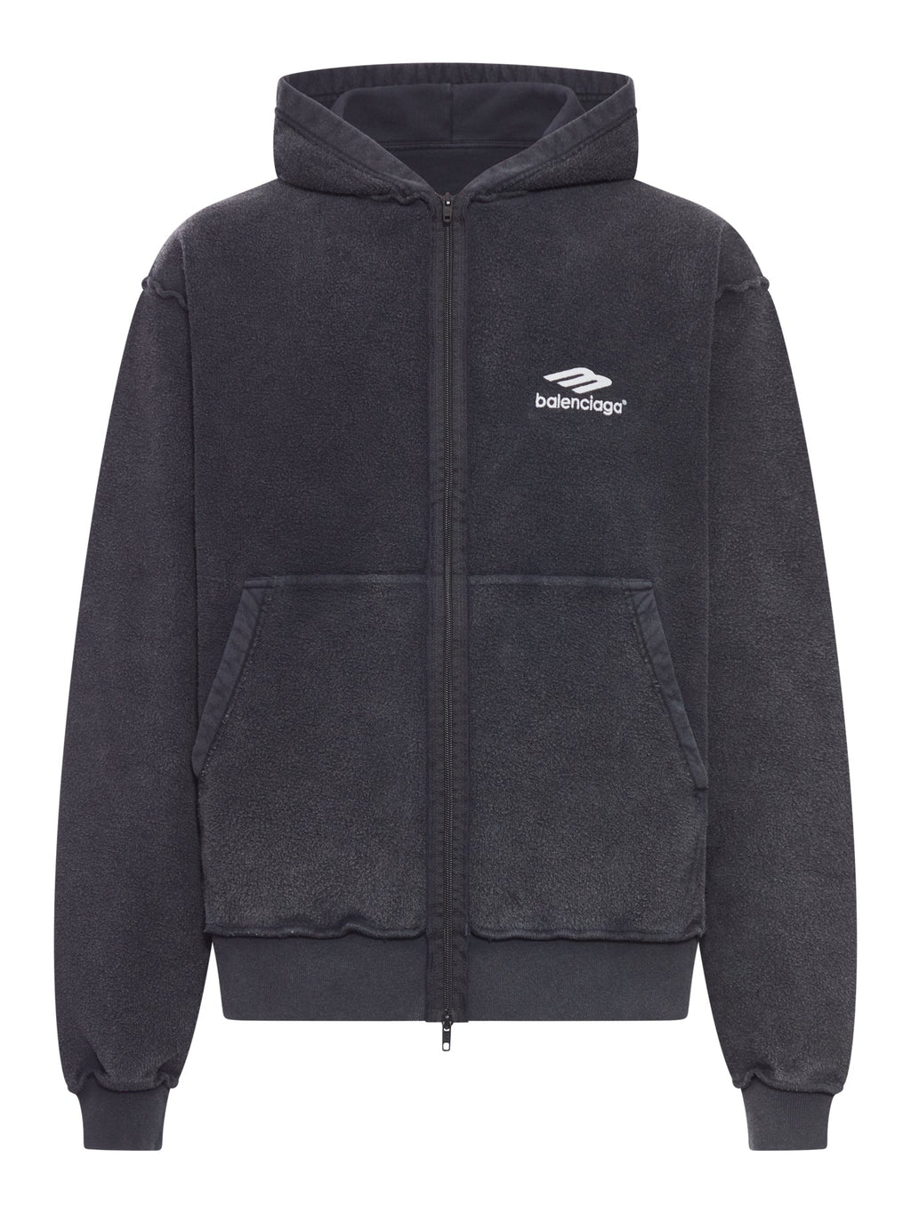 3b Sports Icon Inside-Out Zip-Up Sweatshirt In Faded Black Balenciaga оригінал – Купити в Україні – боковий вид