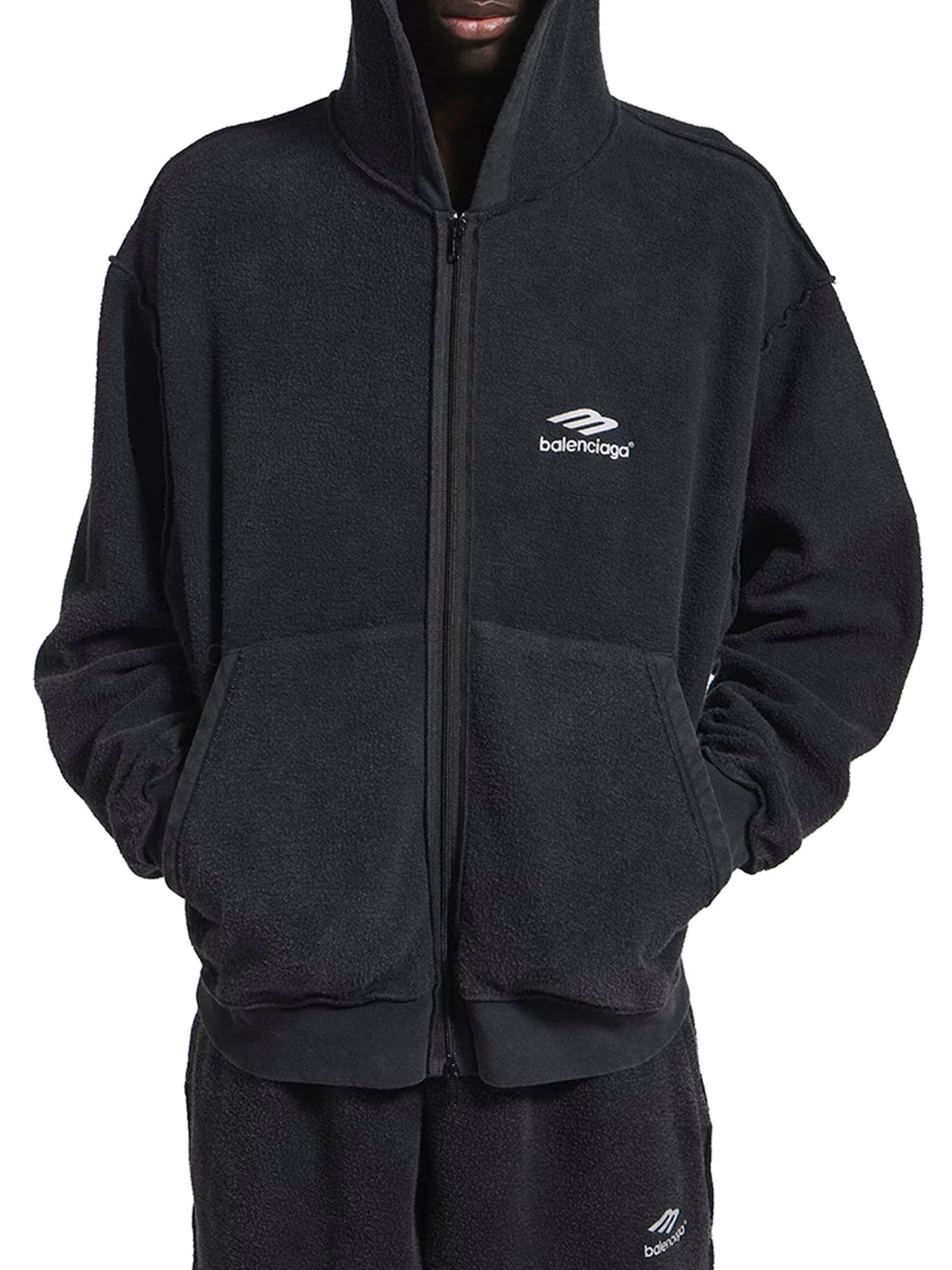 3b Sports Icon Inside-Out Zip-Up Sweatshirt In Faded Black Balenciaga оригінал – Купити в Україні – детальний вид