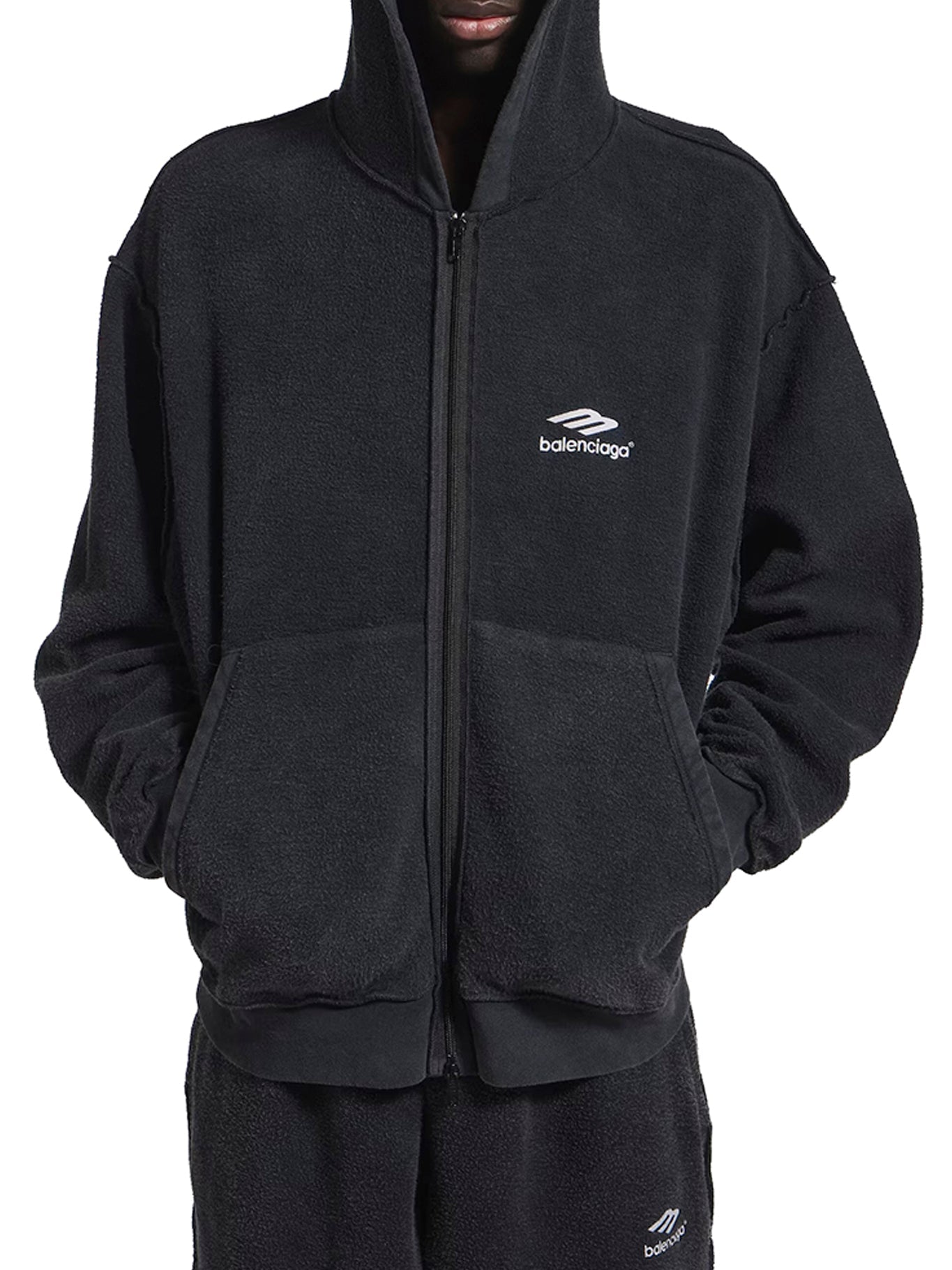 3b Sports Icon Inside-Out Zip-Up Sweatshirt In Faded Black Balenciaga оригінал – Купити в Україні – детальний вид