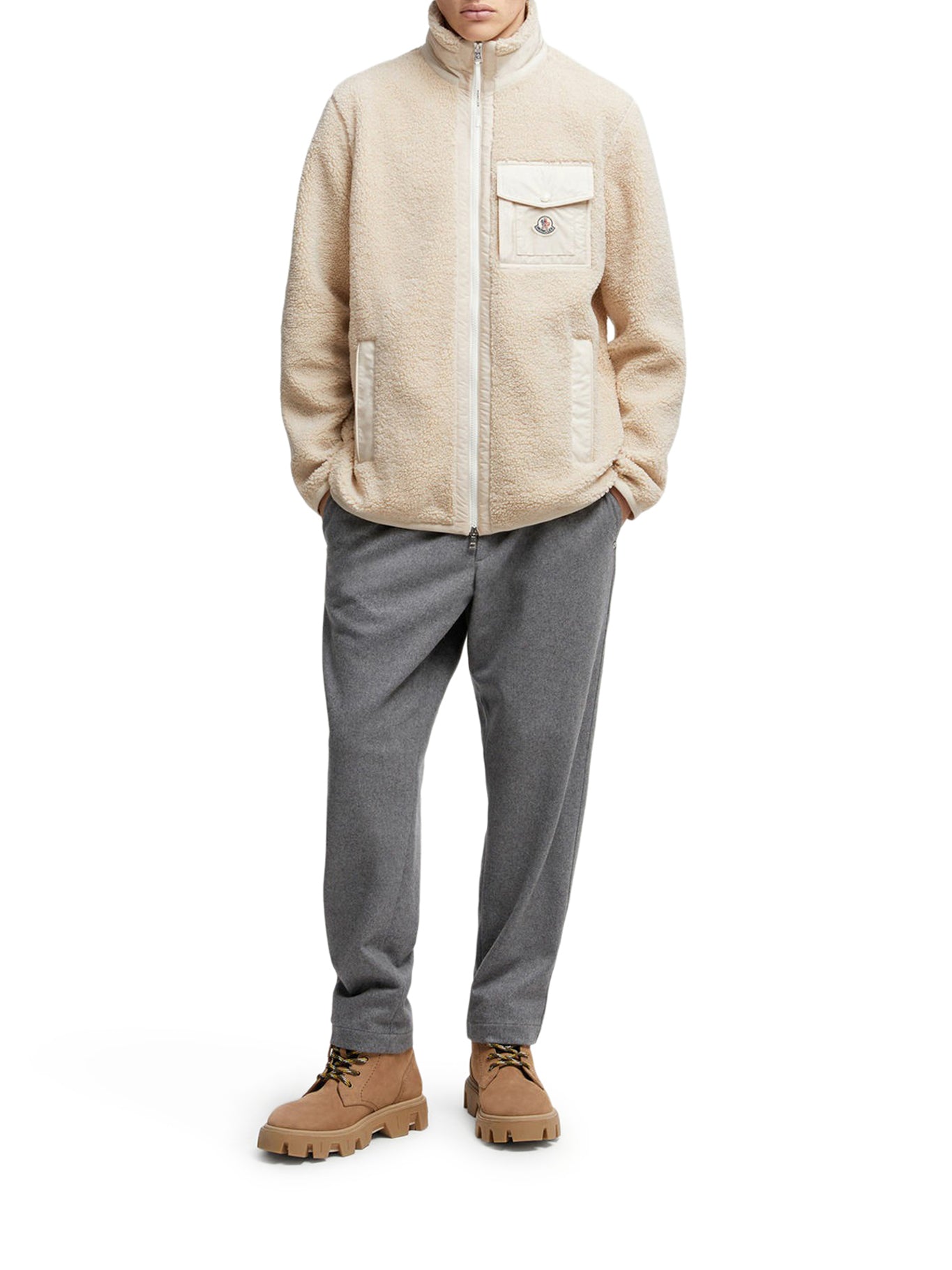 Teddy-Effect Fleece Sweatshirt With Zip And Pocket Moncler оригінал – Купити в Україні – вид ззаду