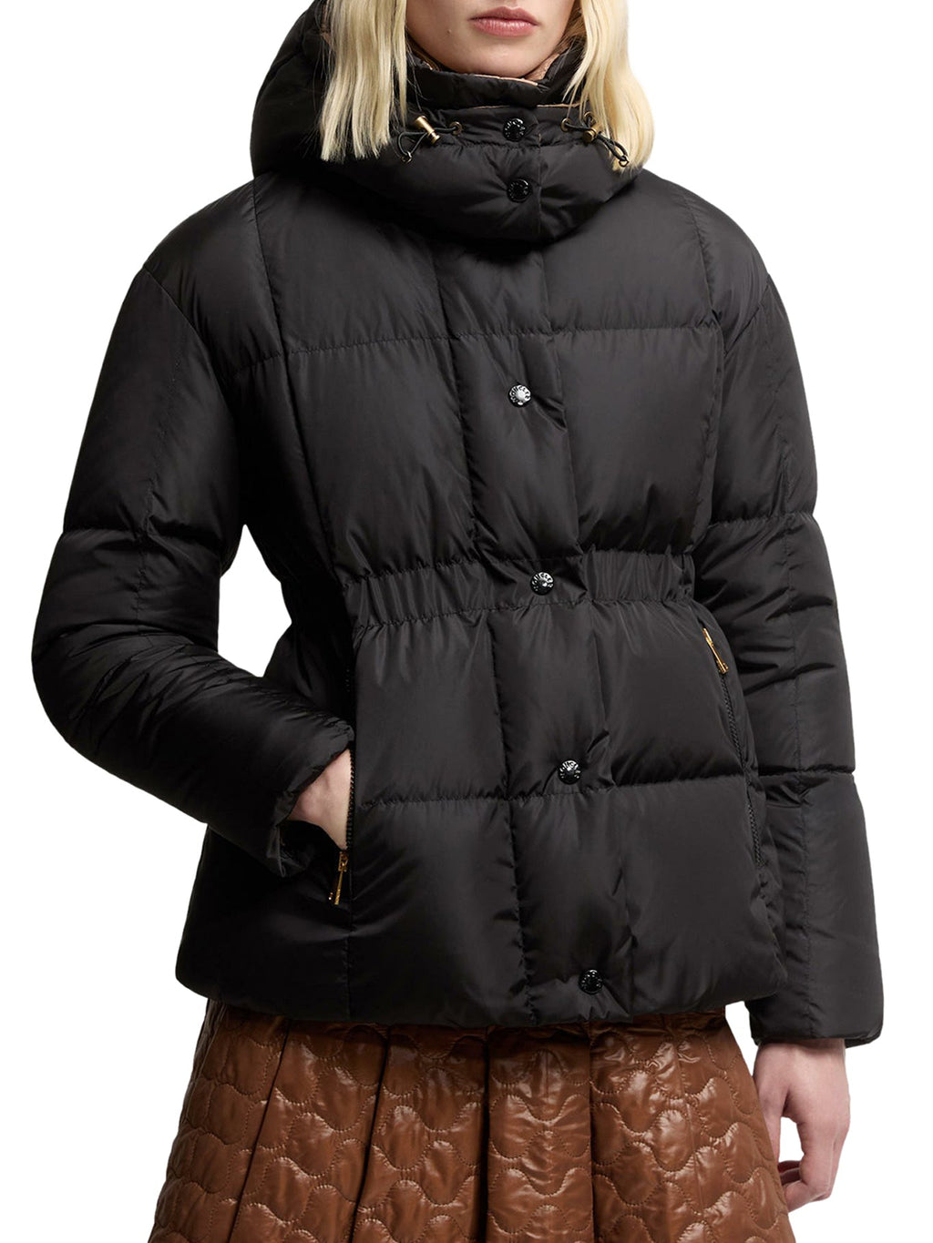Оригінальна Short Down Jacket With Hood And Checked Quilting Agneux Moncler – детальний вид