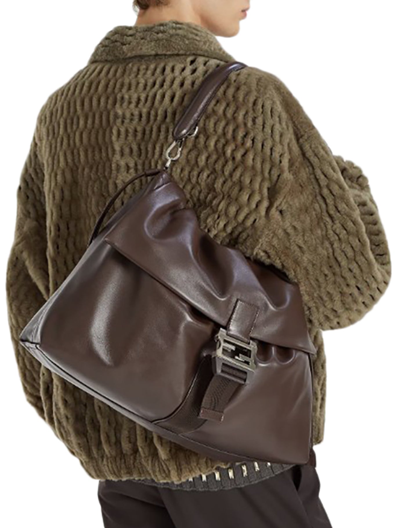 Оригінальна Flux Maxi Messenger Leather Bag Fendi – вид ззаду