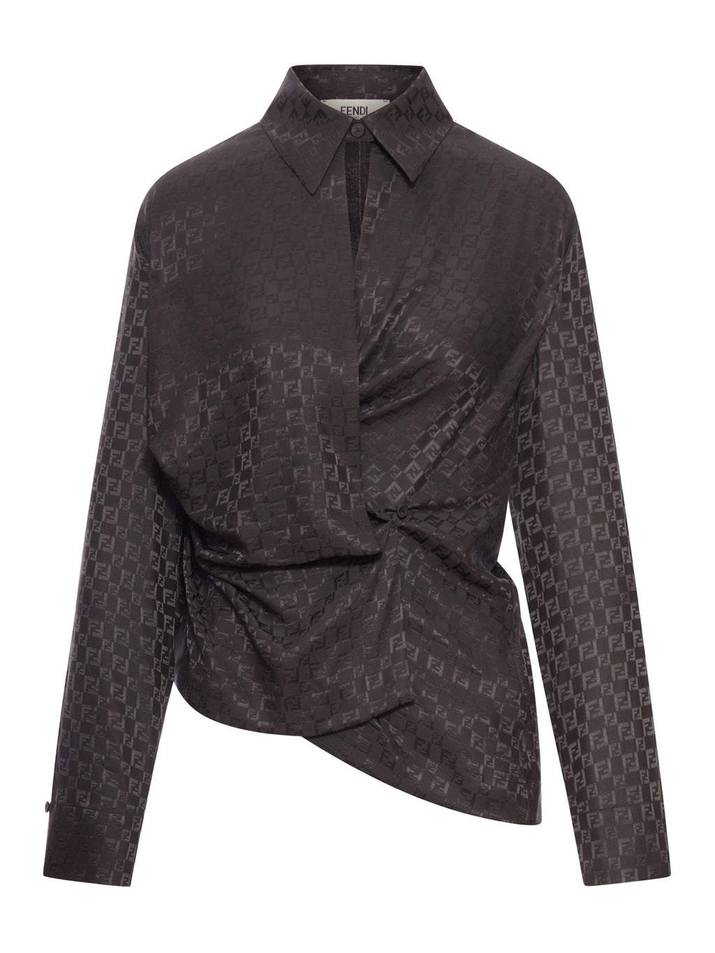 Brown Ff Jacquard Silk Shirt Fendi оригінал – Купити в Україні – боковий вид