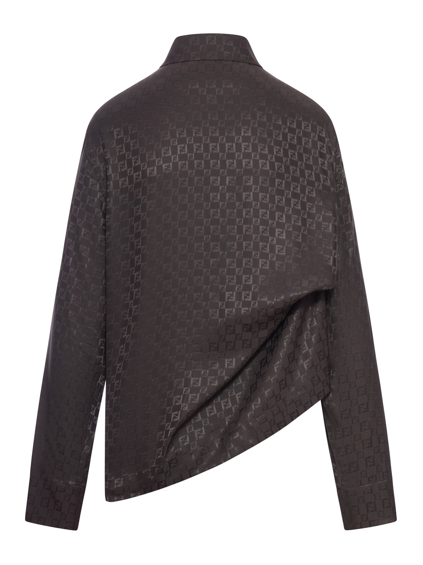 Brown Ff Jacquard Silk Shirt Fendi оригінал – Купити в Україні – вид ззаду