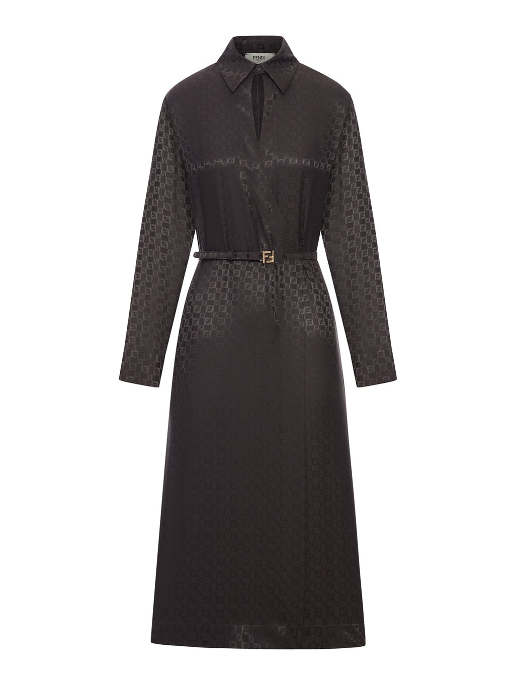 Оригінальна Brown Ff Jacquard Silk Dress Fendi – боковий вид