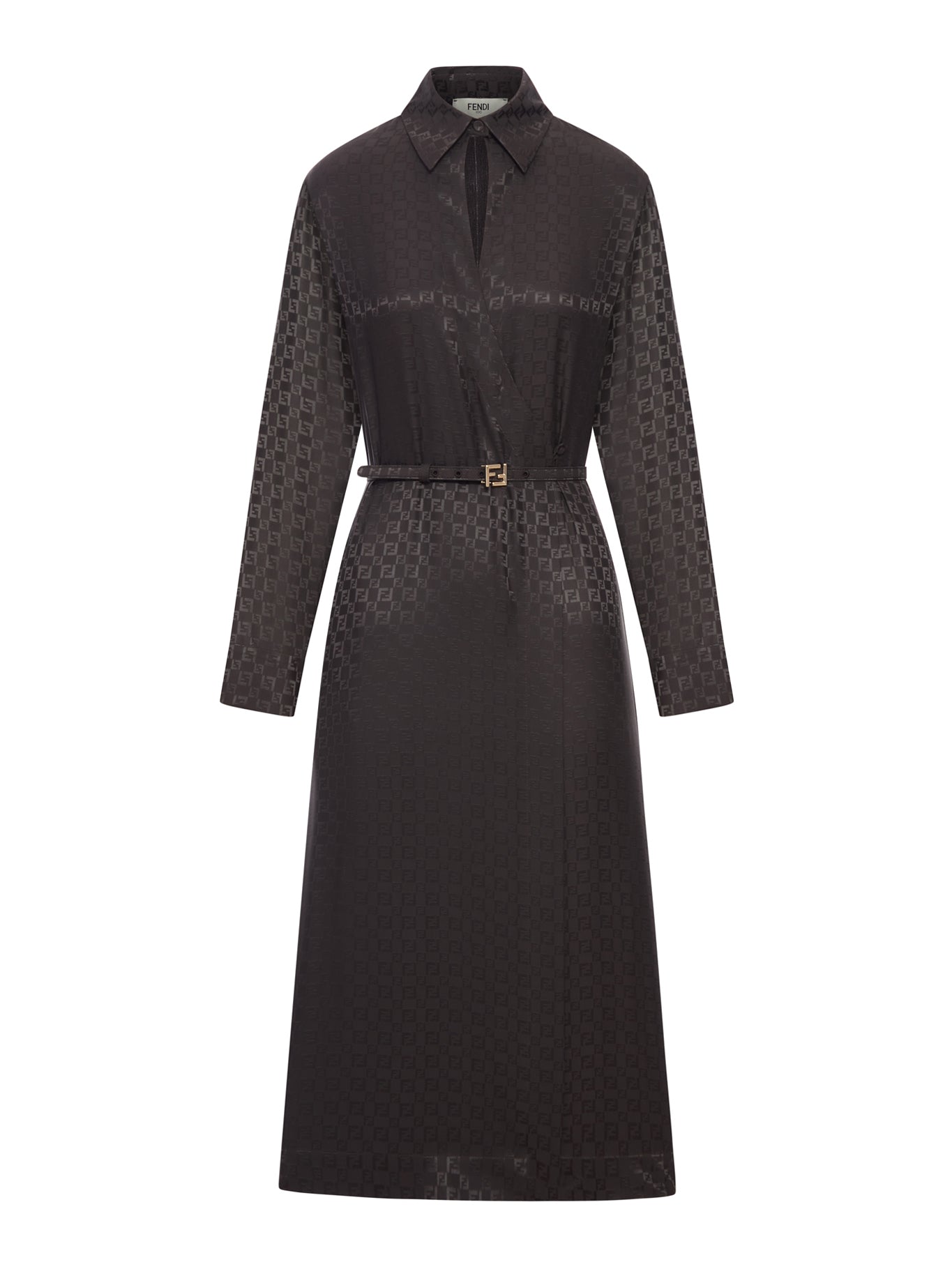Оригінальна Brown Ff Jacquard Silk Dress Fendi – боковий вид