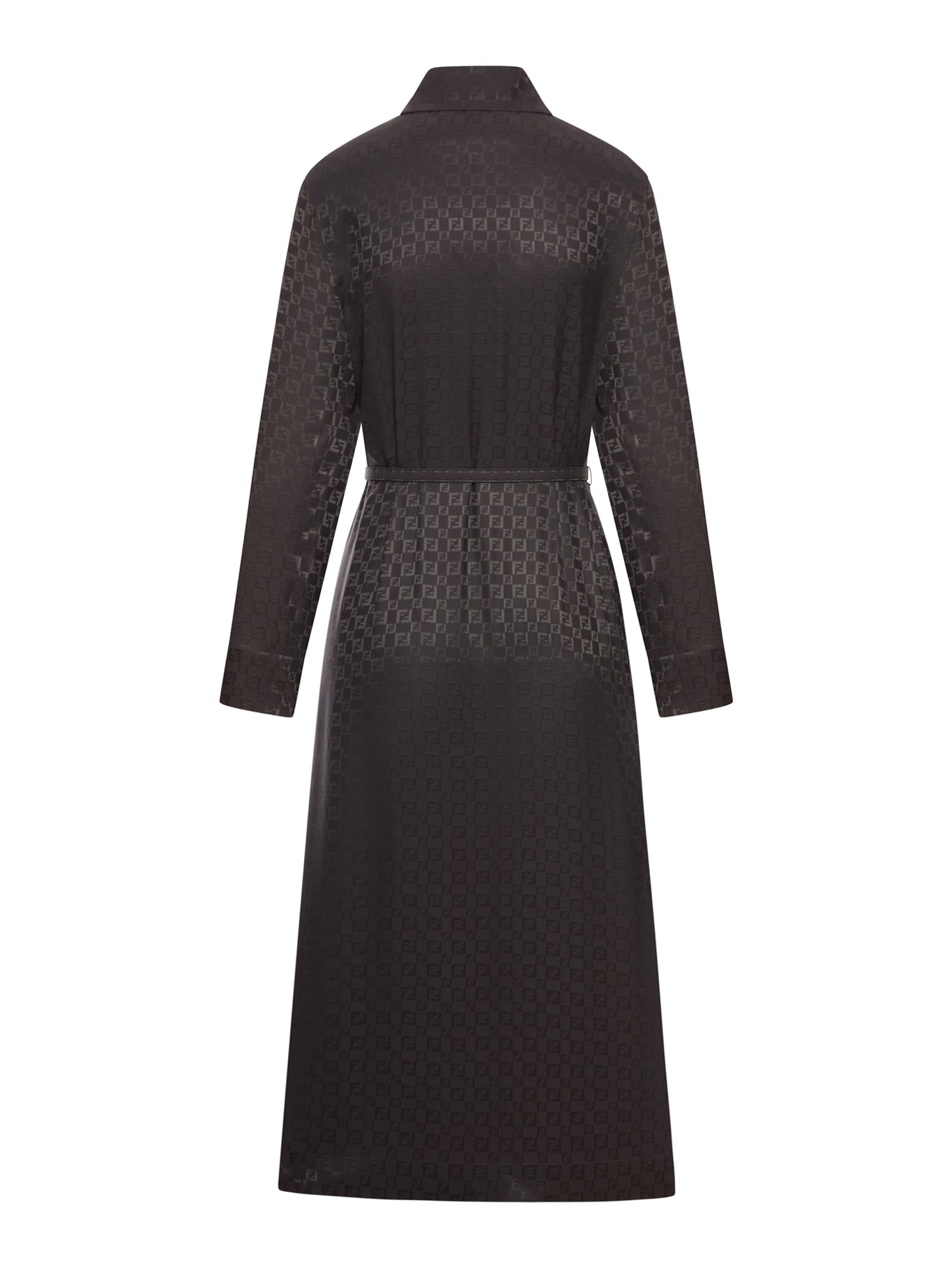 Оригінальна Brown Ff Jacquard Silk Dress Fendi – вид ззаду