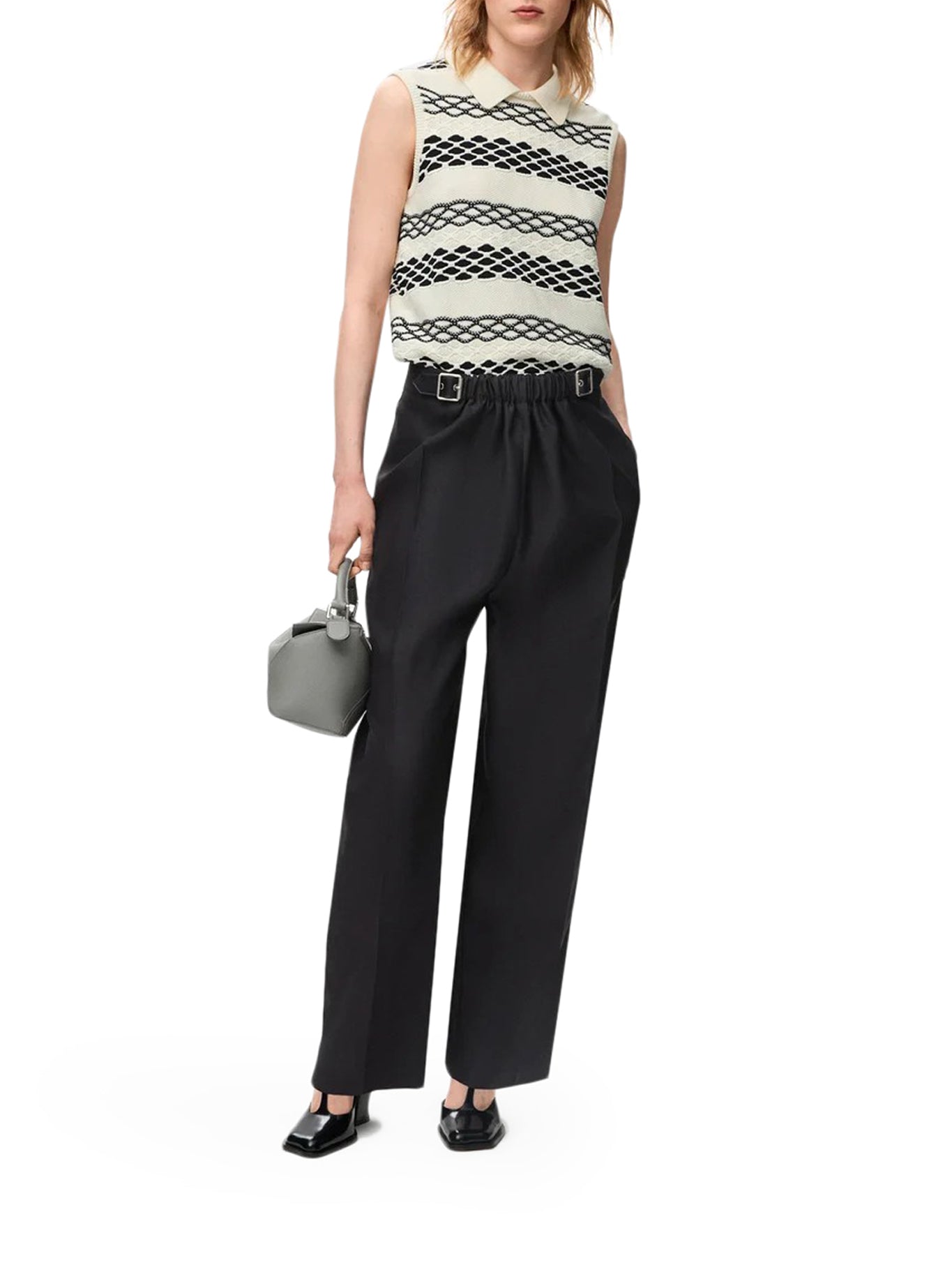 Оригінальна Wool And Silk Trousers With Belt Loewe – вид ззаду