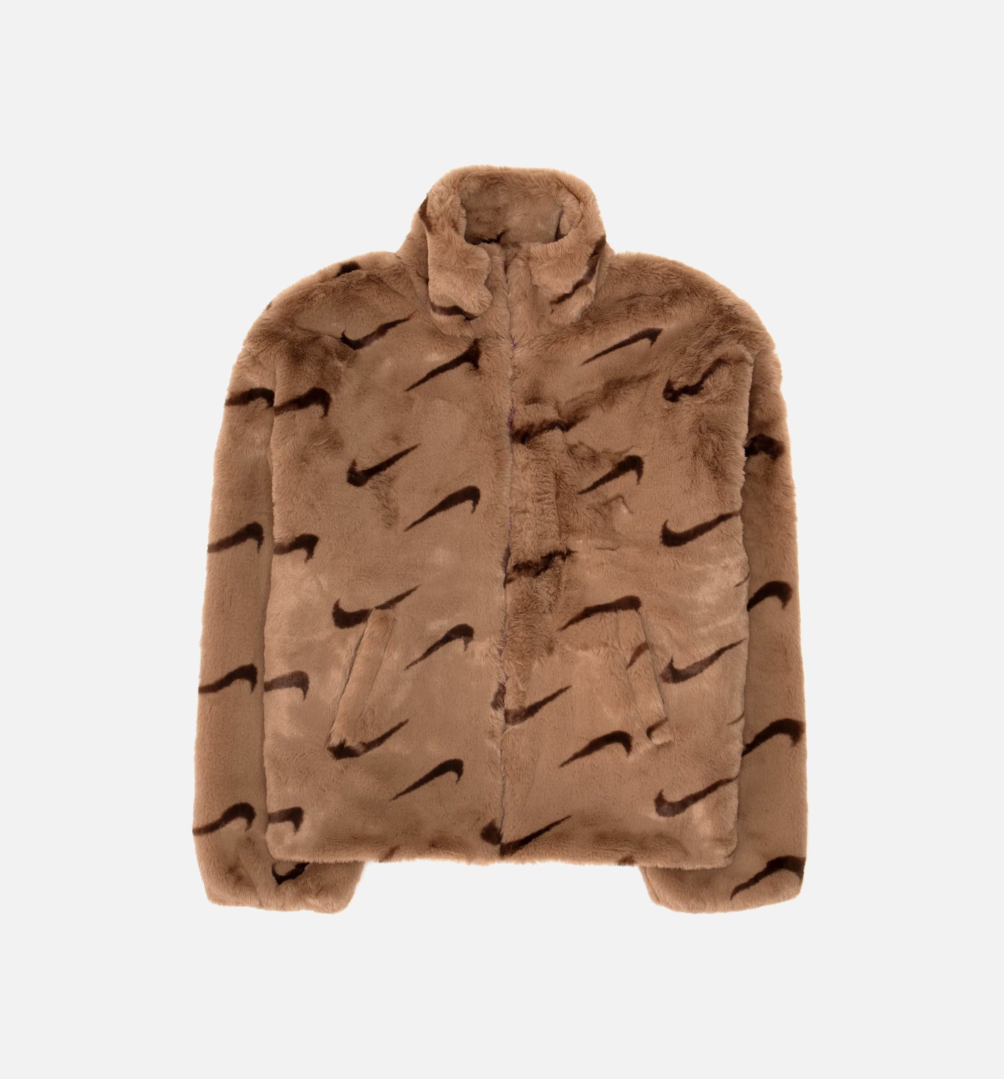 Nsw Aop Faux Fur Womens Jacket Nike оригінал – Купити в Україні – боковий вид - NIKE