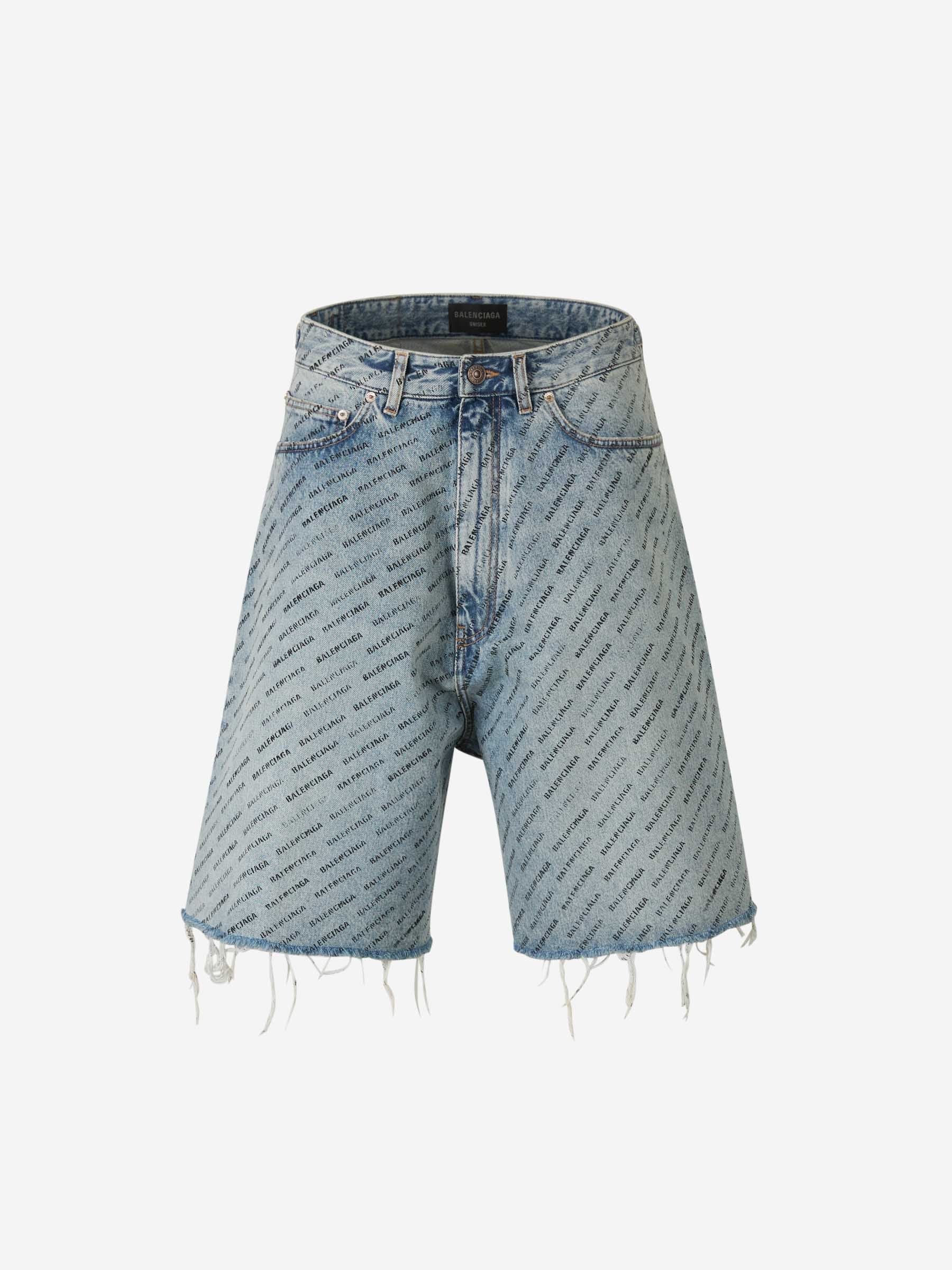 Monogram Denim Bermuda Shorts Balenciaga – Гарантія оригінальності – боковий вид