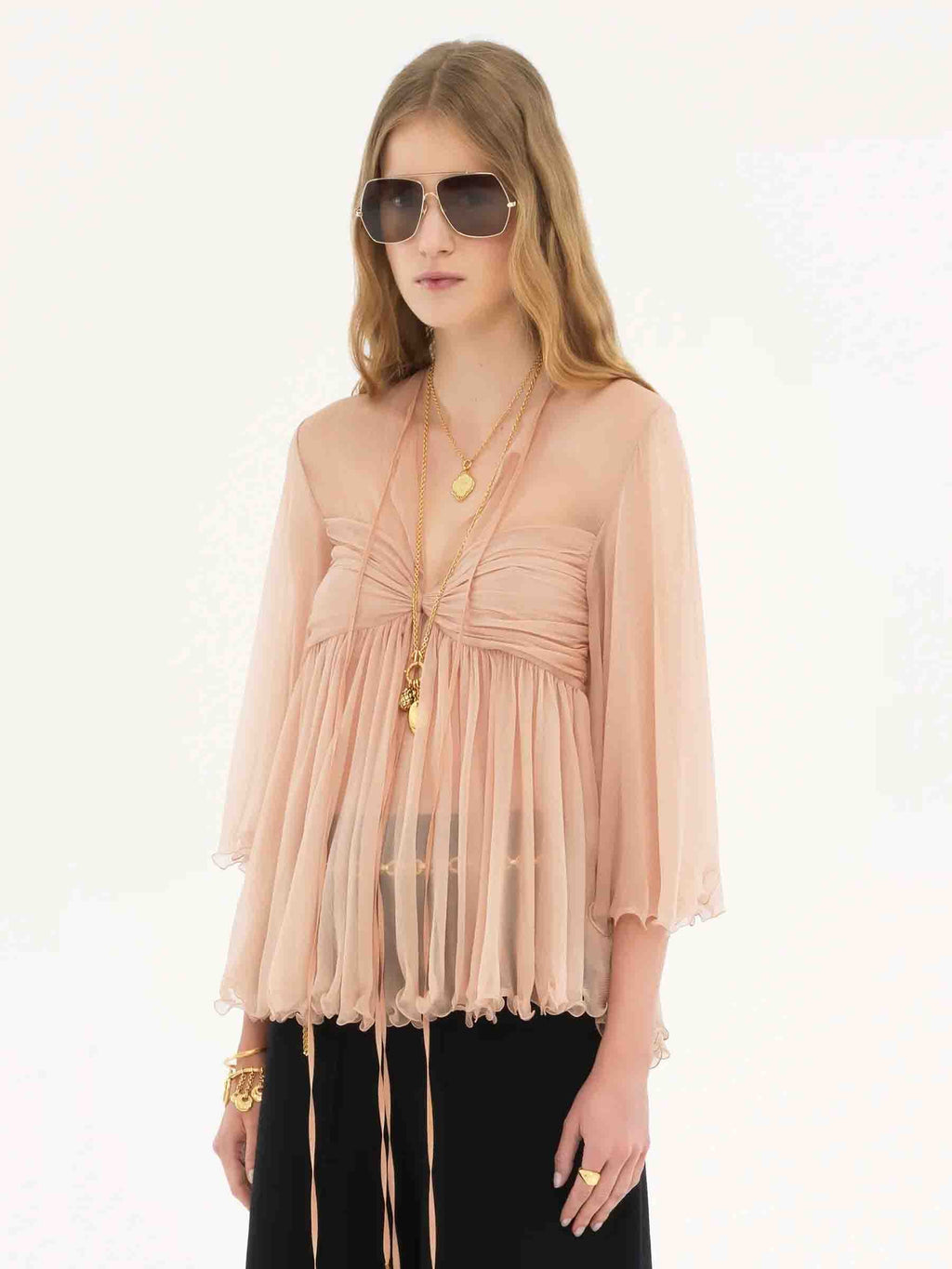 Pleated Silk Blouse Chloe оригінал – Купити в Україні – вид ззаду