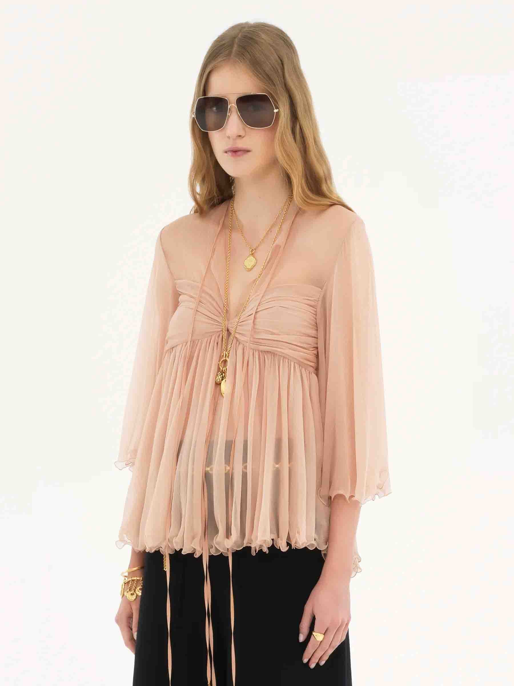 Pleated Silk Blouse Chloe оригінал – Купити в Україні – вид ззаду