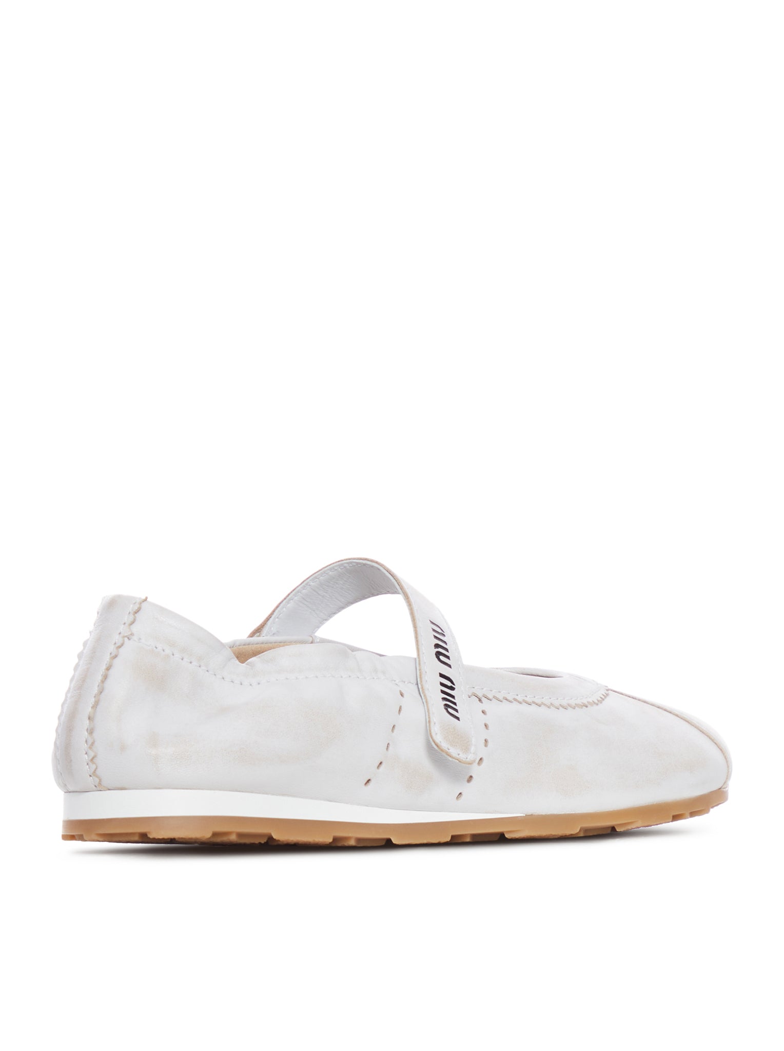 Plume Ballet Flats In Délavé Effect Leather Miu miu – Гарантія оригінальності – детальний вид