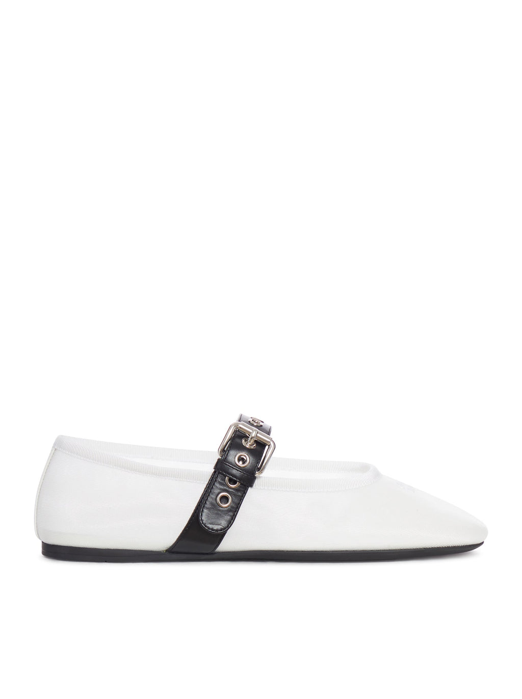 Mesh Ballerinas With Contrasting Leather Buckle Miu miu – Гарантія оригінальності – боковий вид