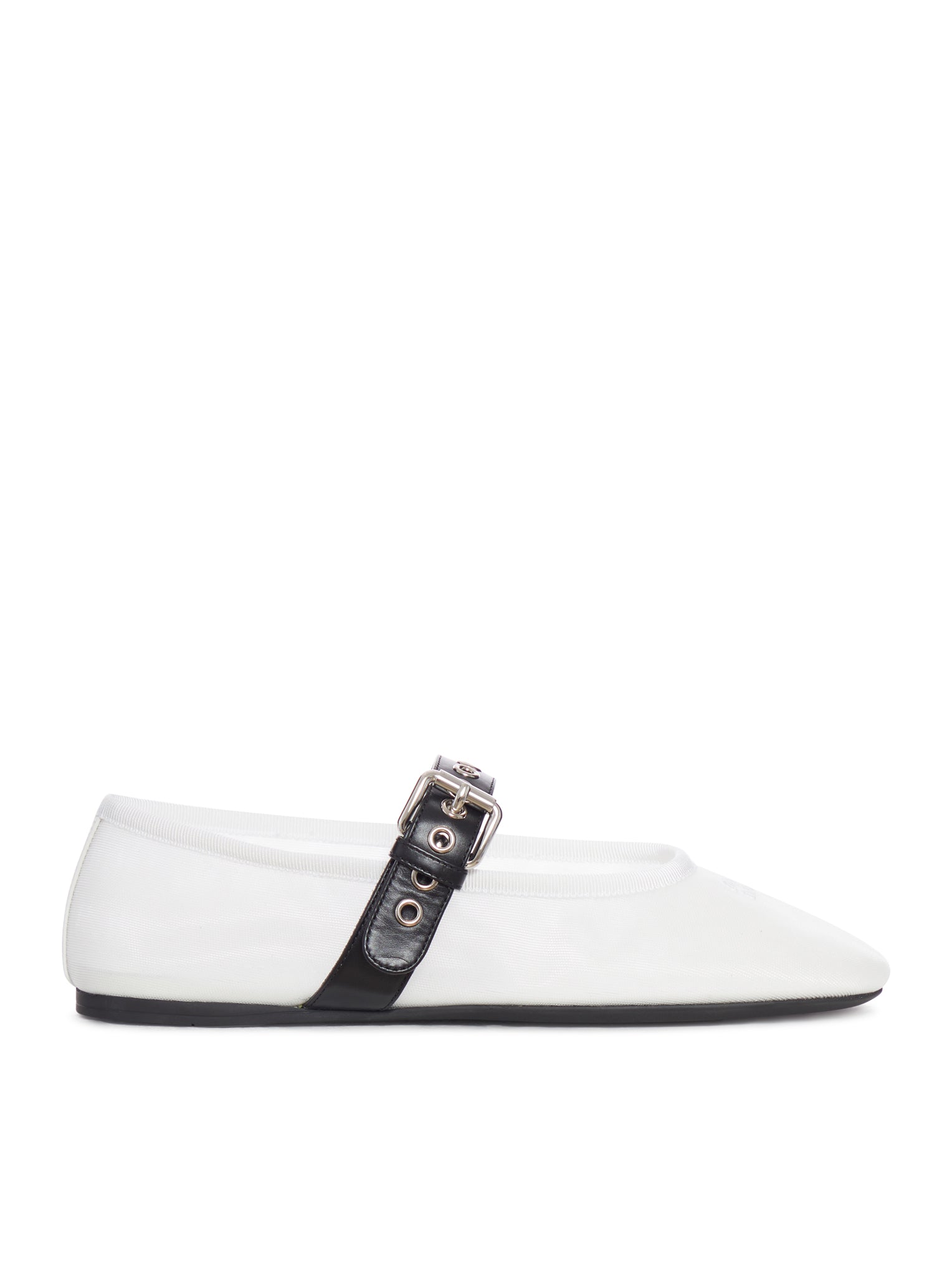 Mesh Ballerinas With Contrasting Leather Buckle Miu miu – Гарантія оригінальності – боковий вид