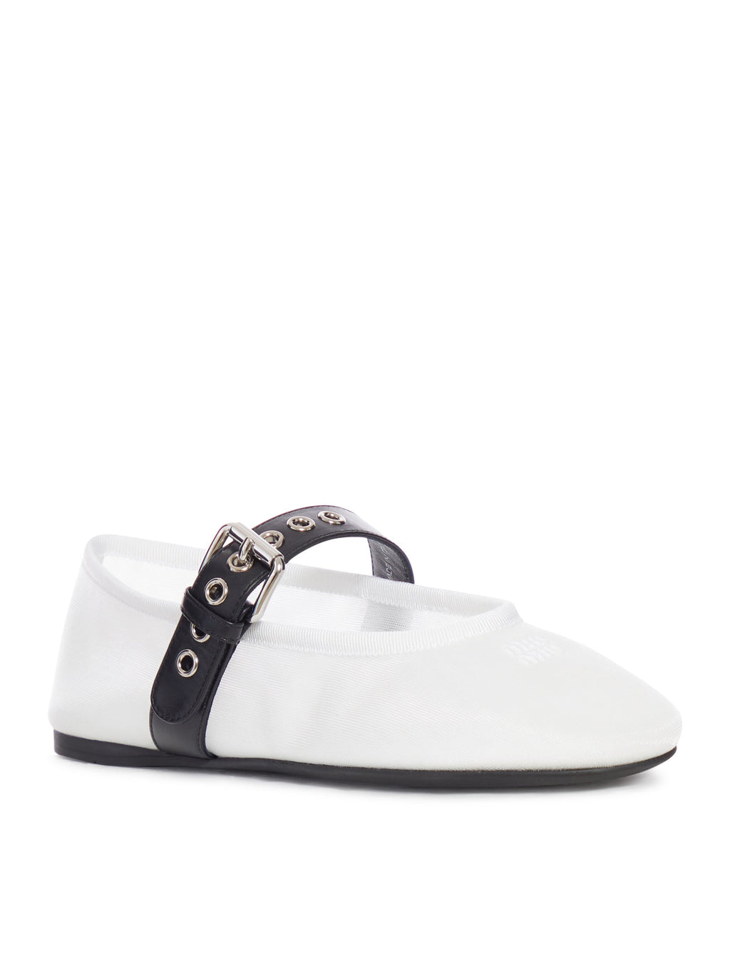 Mesh Ballerinas With Contrasting Leather Buckle Miu miu – Гарантія оригінальності – вид ззаду