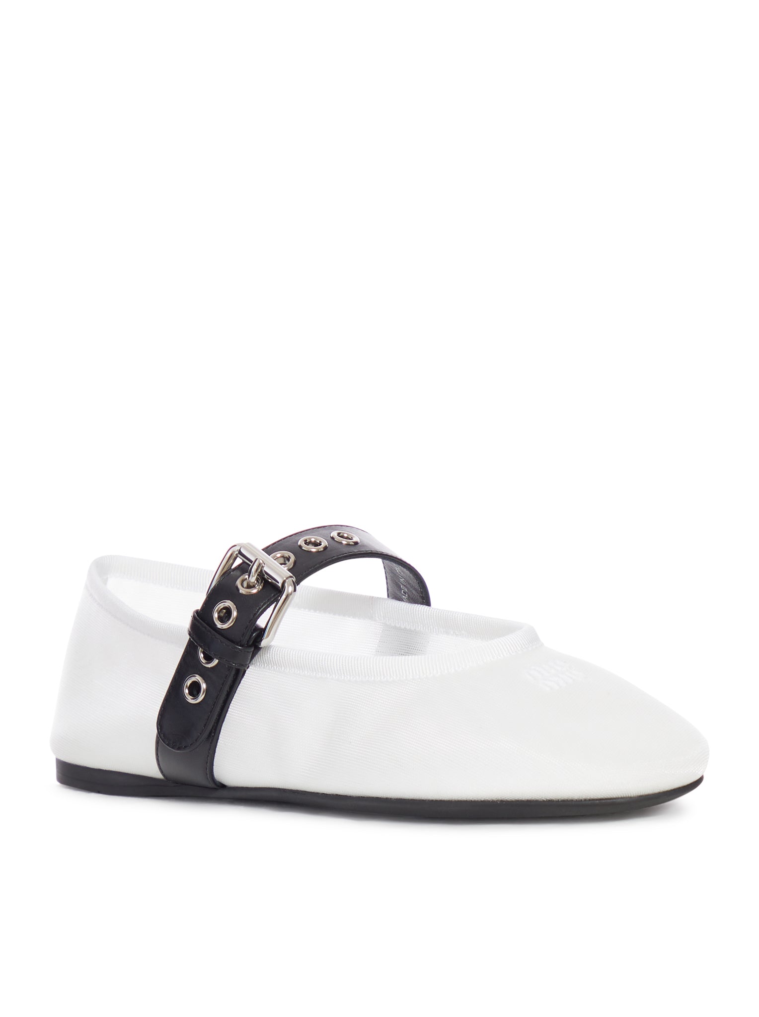 Mesh Ballerinas With Contrasting Leather Buckle Miu miu – Гарантія оригінальності – вид ззаду