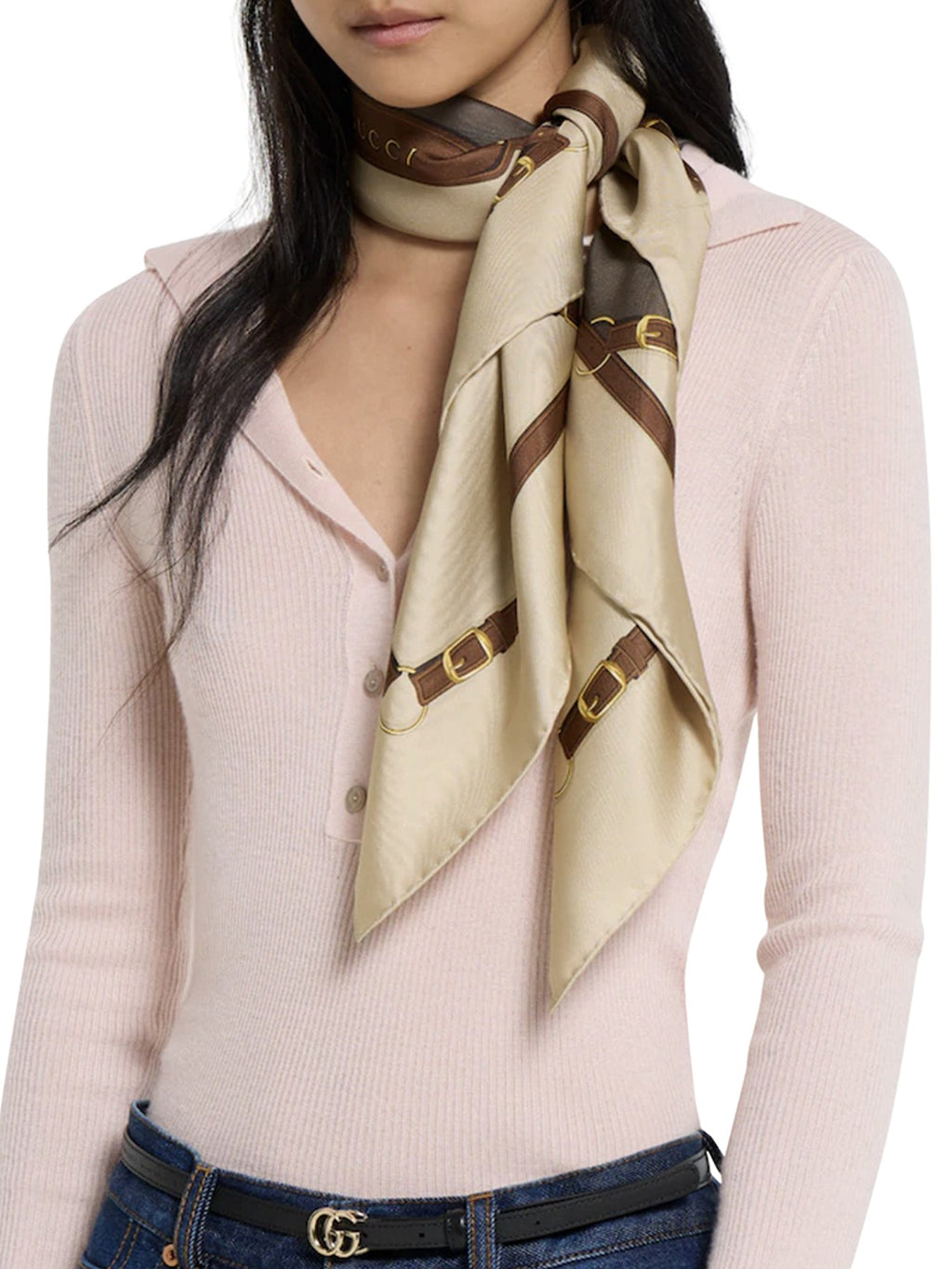 Оригінальна Printed Silk Twill Scarf Gucci – вид ззаду