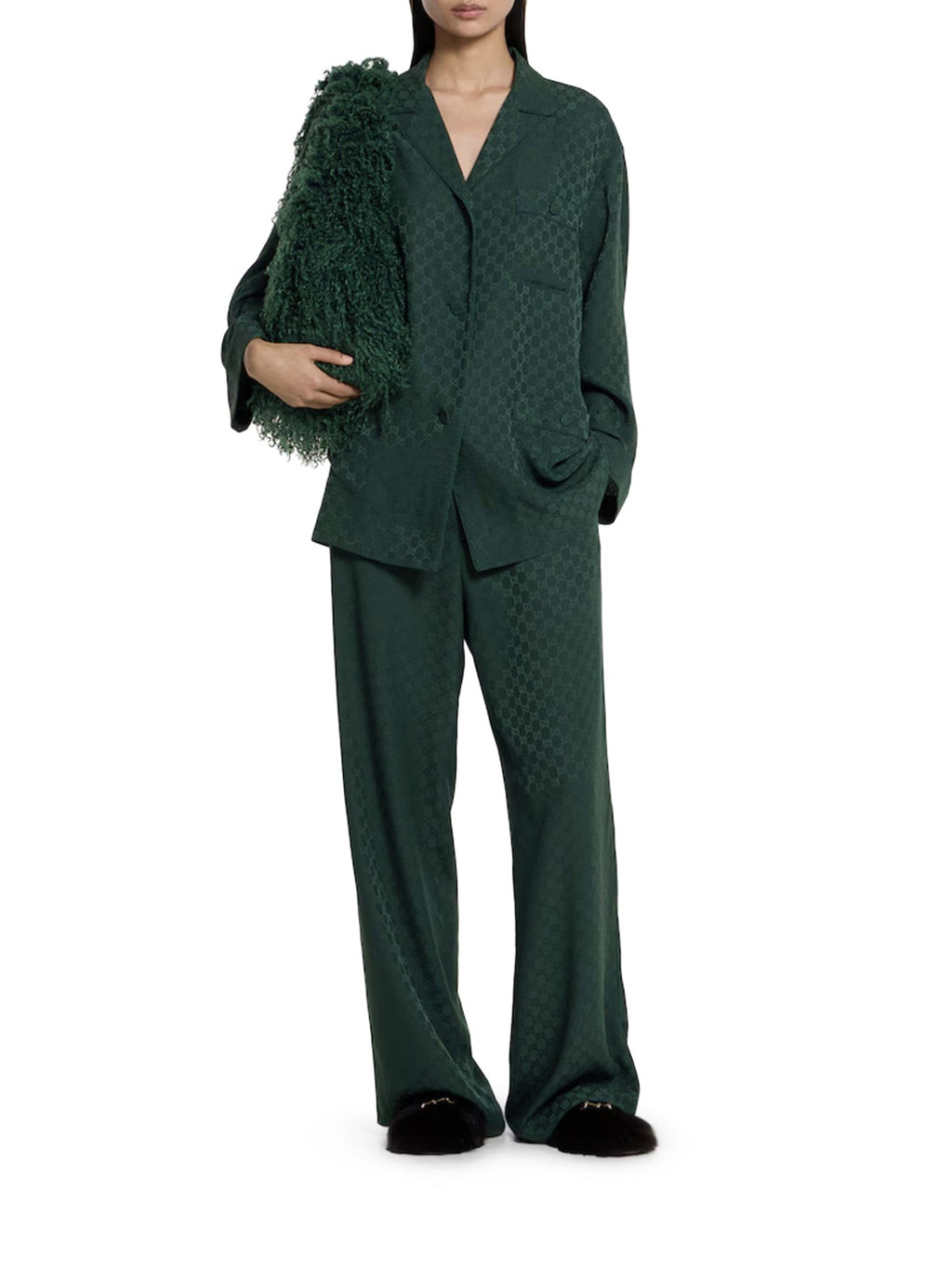 Gg Jacquard Silk Shirt Gucci – Гарантія оригінальності – вид ззаду