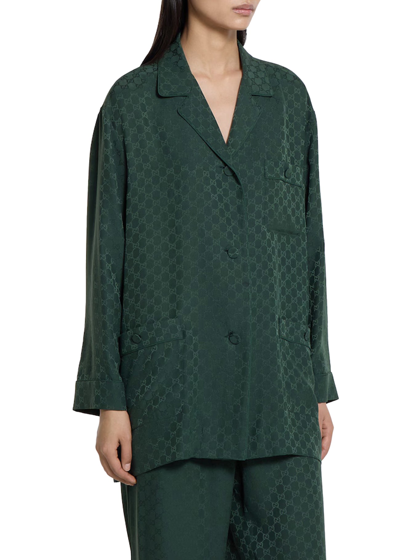 Gg Jacquard Silk Shirt Gucci – Гарантія оригінальності – детальний вид