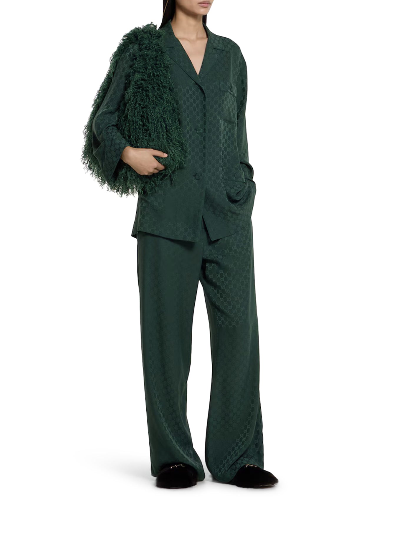 Gg Jacquard Silk Jogging Pants Gucci – Гарантія оригінальності – вид ззаду