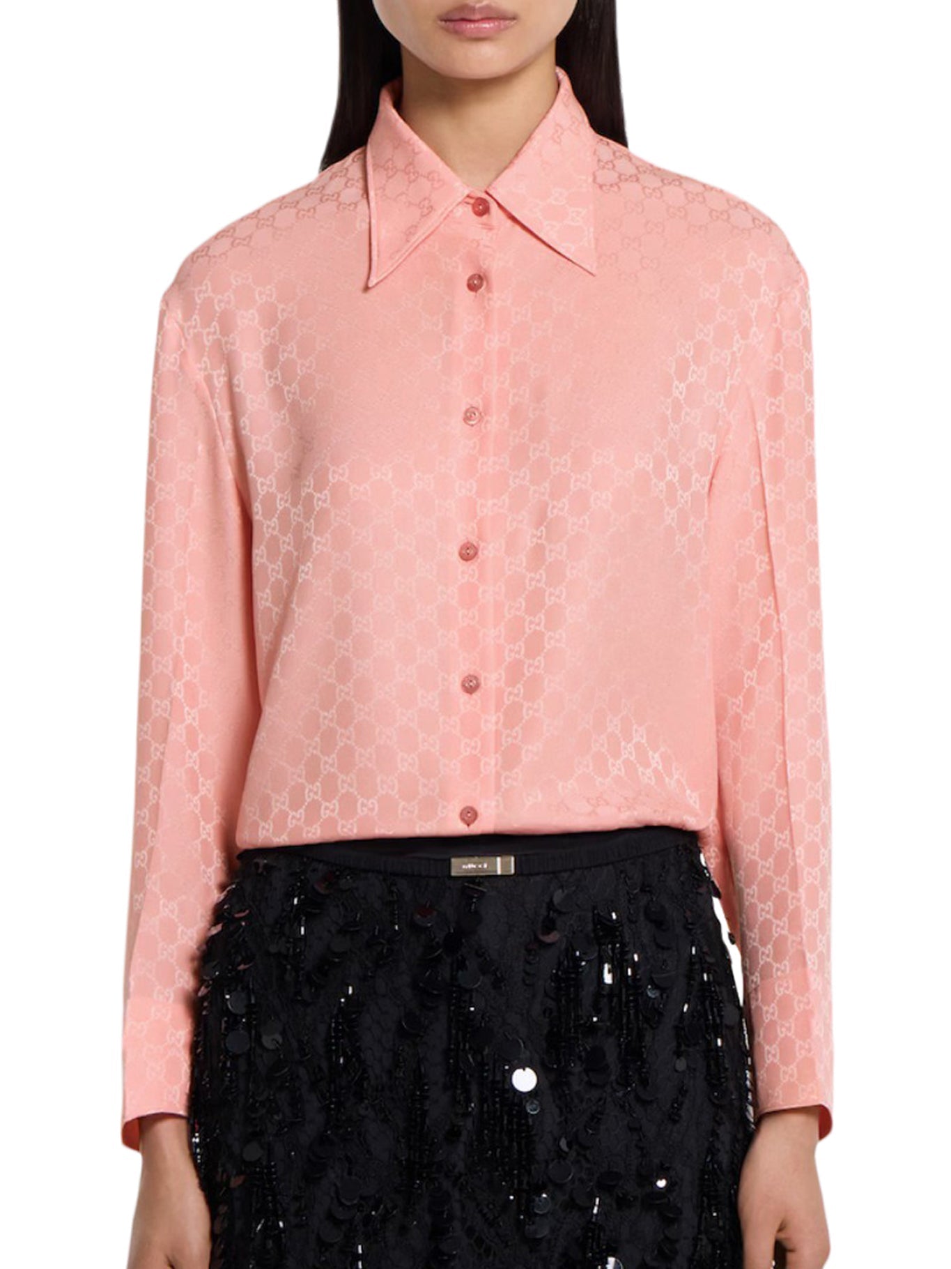 Gg Jacquard Silk Shirt Gucci – Гарантія оригінальності – вид ззаду