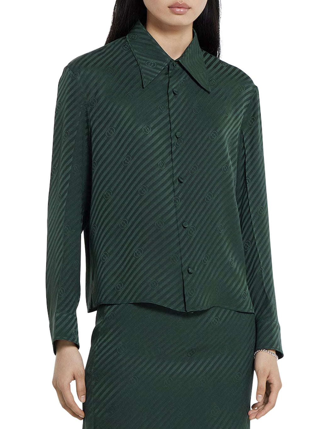 Оригінальна Jacquard Silk Shirt With Gg Cross Gucci – вид ззаду