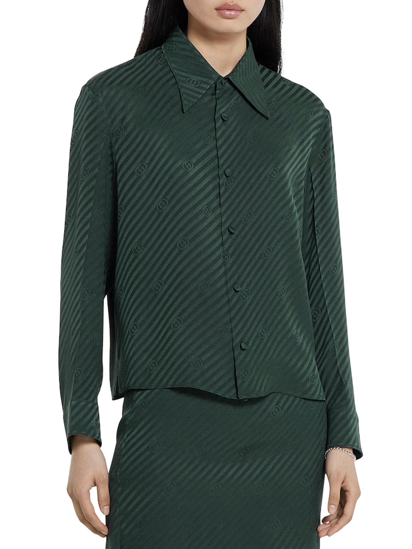 Оригінальна Jacquard Silk Shirt With Gg Cross Gucci – вид ззаду