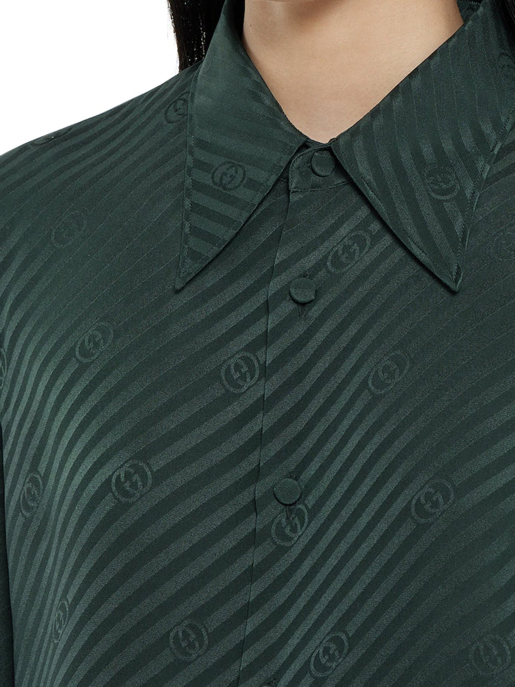 Оригінальна Jacquard Silk Shirt With Gg Cross Gucci – збільшений вид