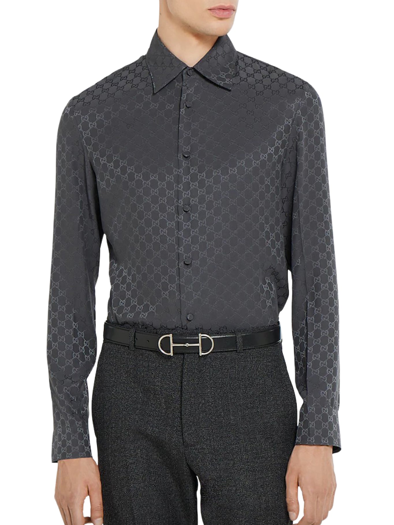 Gg Jacquard Silk Shirt Gucci – Гарантія оригінальності – вид ззаду