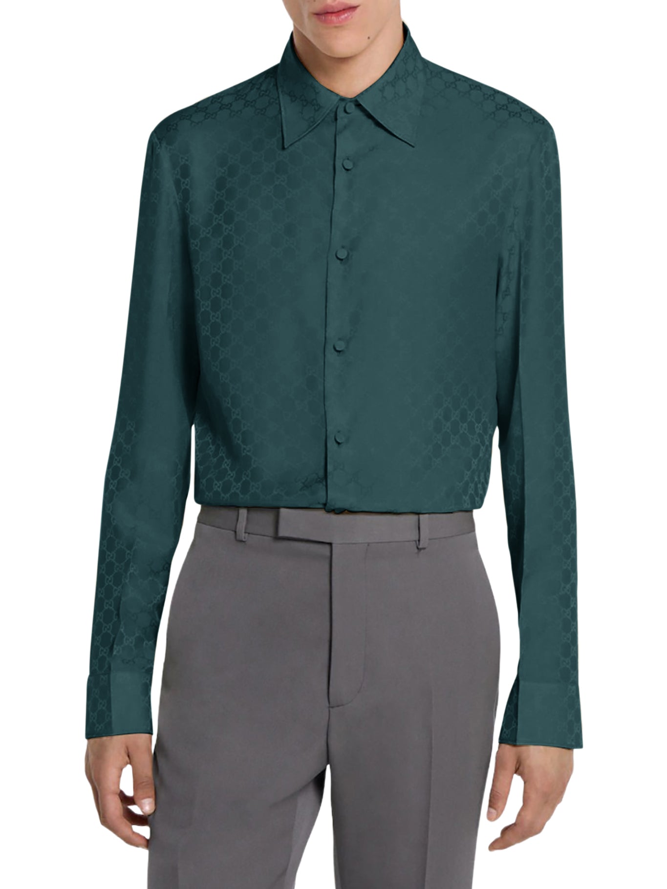 Gg Jacquard Silk Shirt Gucci – Гарантія оригінальності – вид ззаду